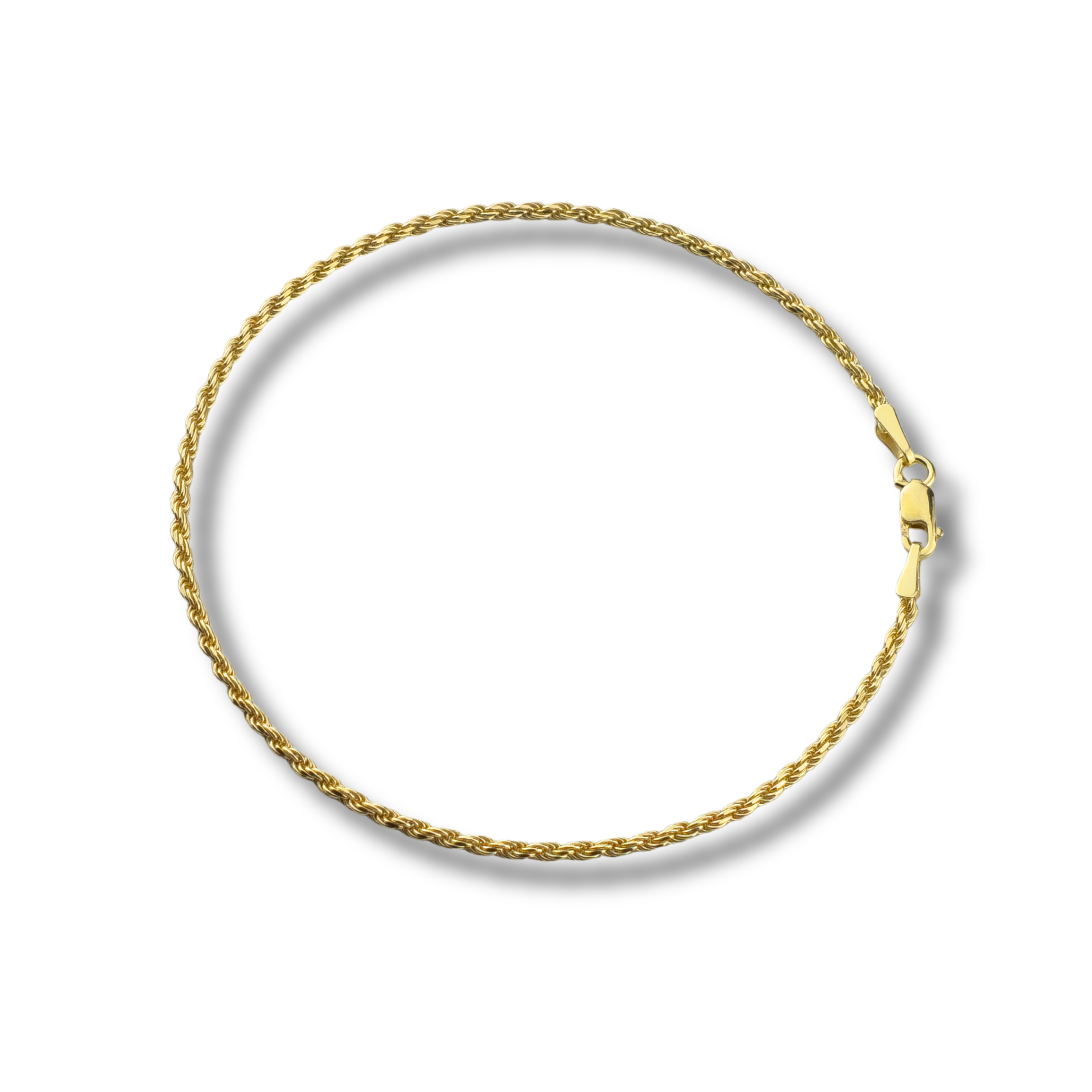 Kordelarmband Rope Bracelet 1,8mm breit - 925er Silber - vergoldet