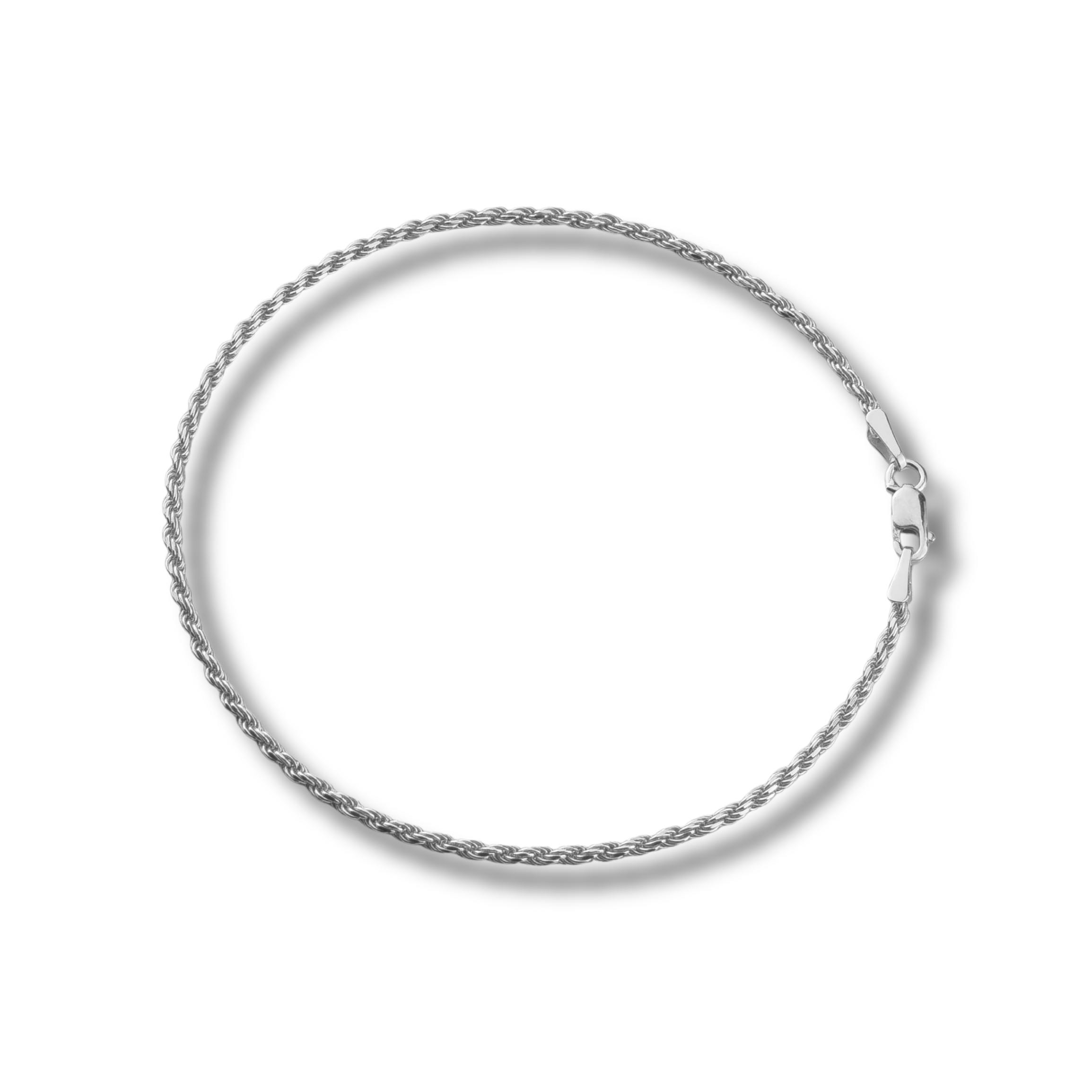 Kordelarmband Rope Bracelet 1,8mm breit - 925er Silber - rhodiniert