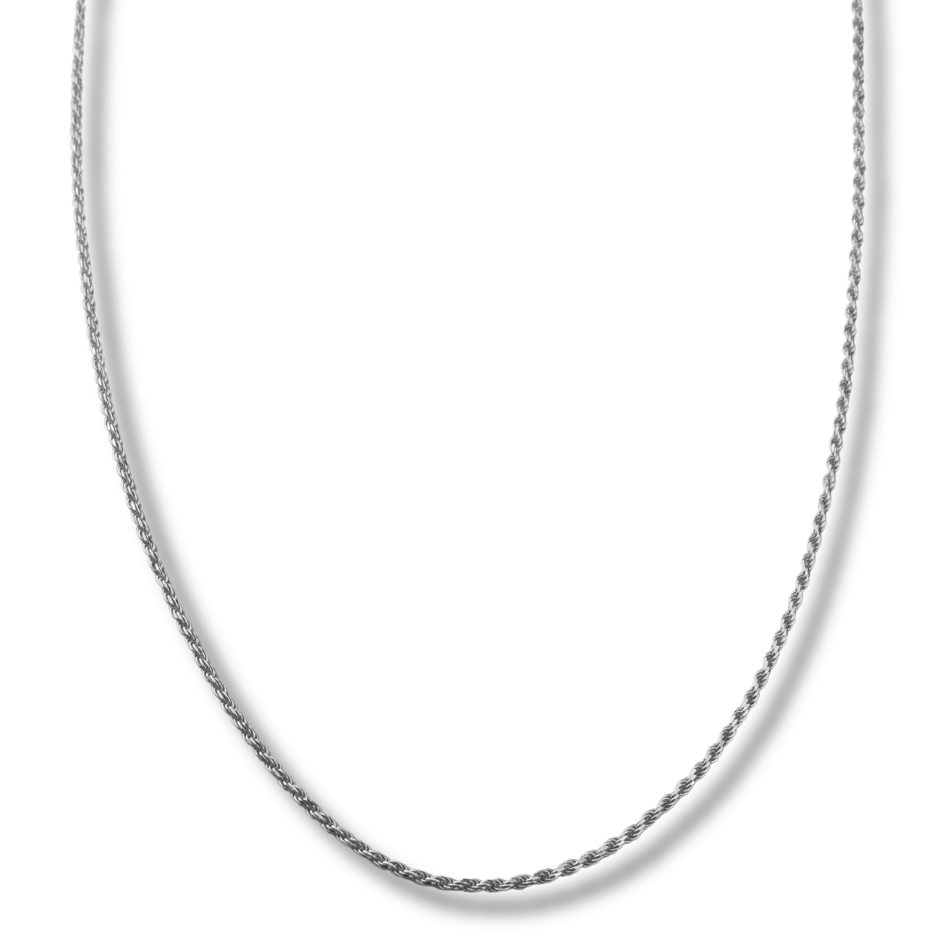 Kordelkette Rope Chain 1,8mm breit - 925er Silber - rhodiniert