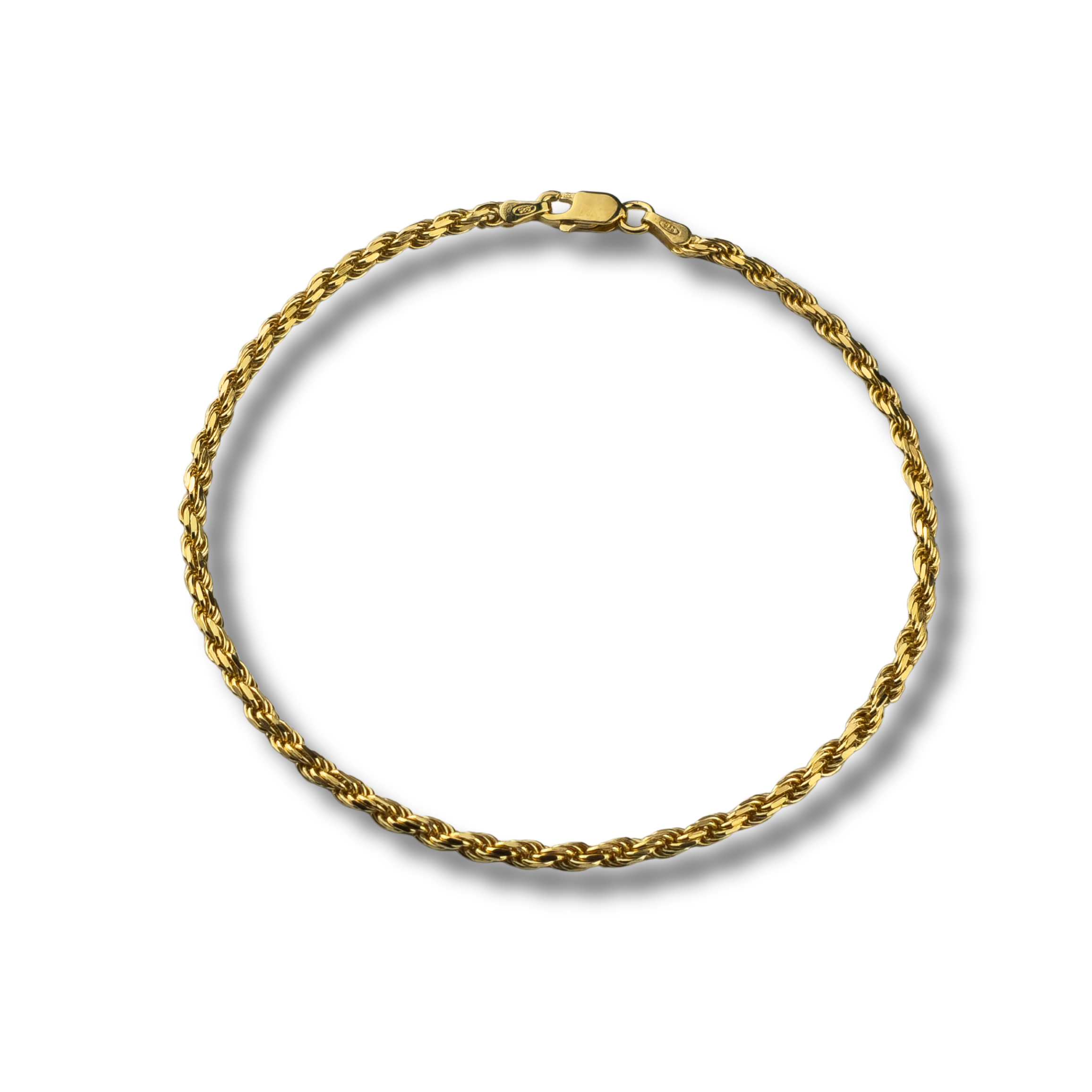 Kordelarmband Rope Bracelet 2,8mm breit - 925er Silber - vergoldet