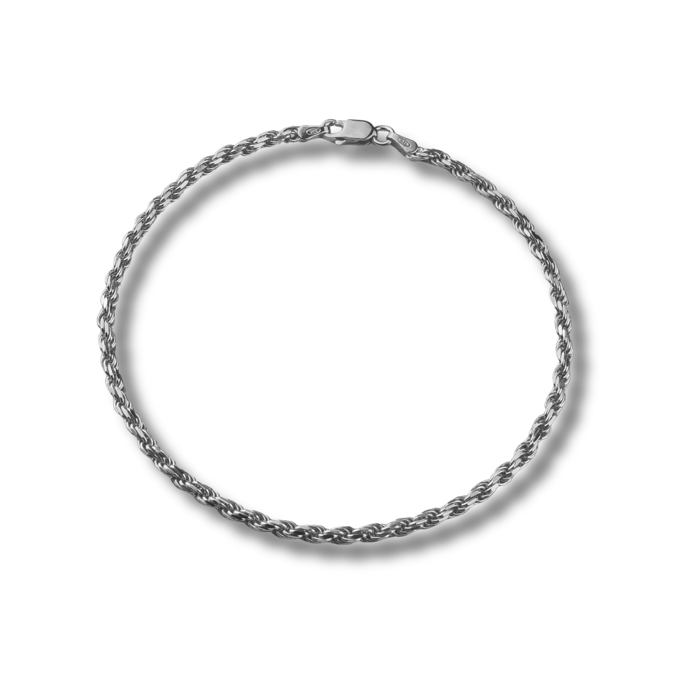 Kordelarmband Rope Bracelet 2,8mm breit - 925er Silber - rhodiniert