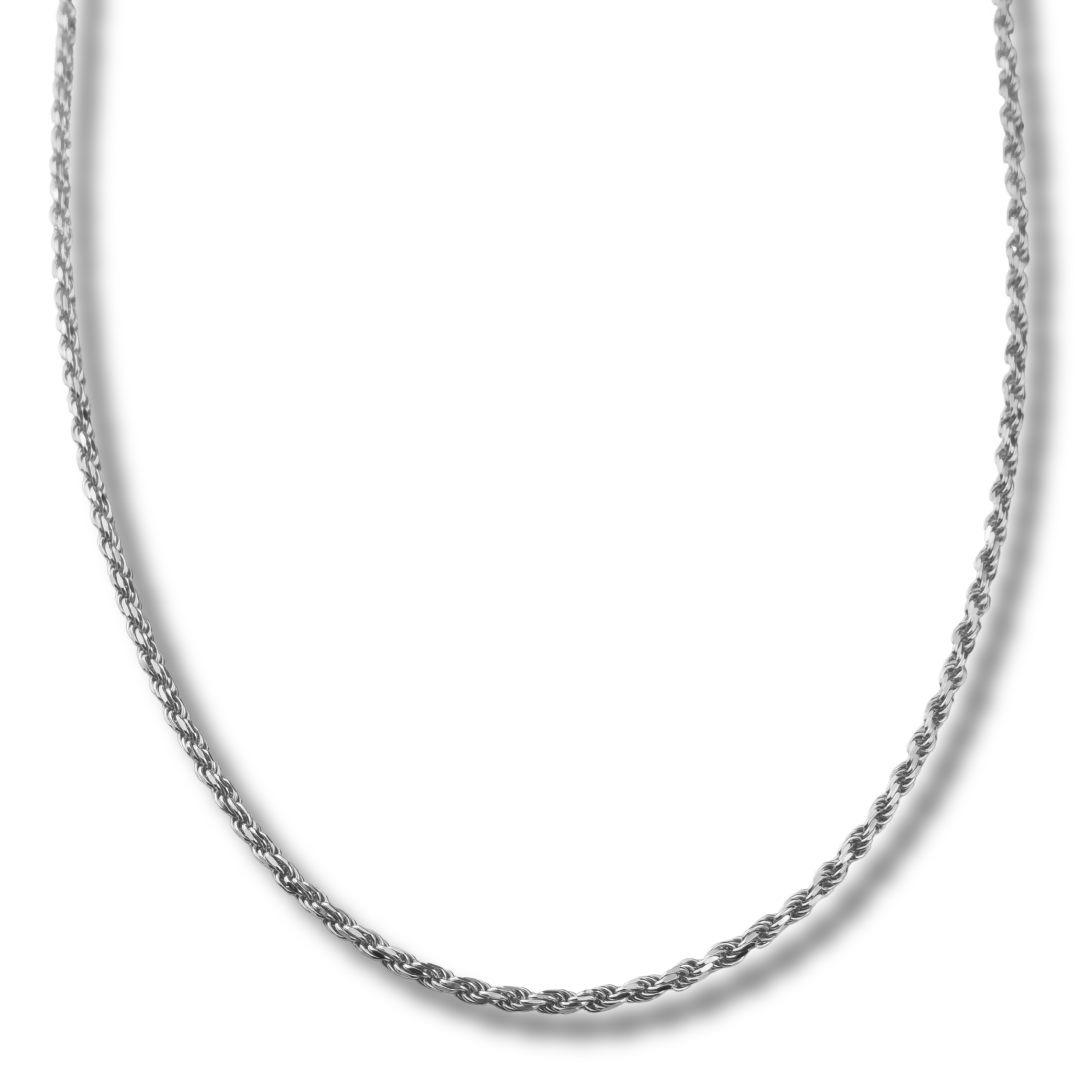 Kordelkette Rope Chain 2,8mm breit - 925er Silber - rhodiniert