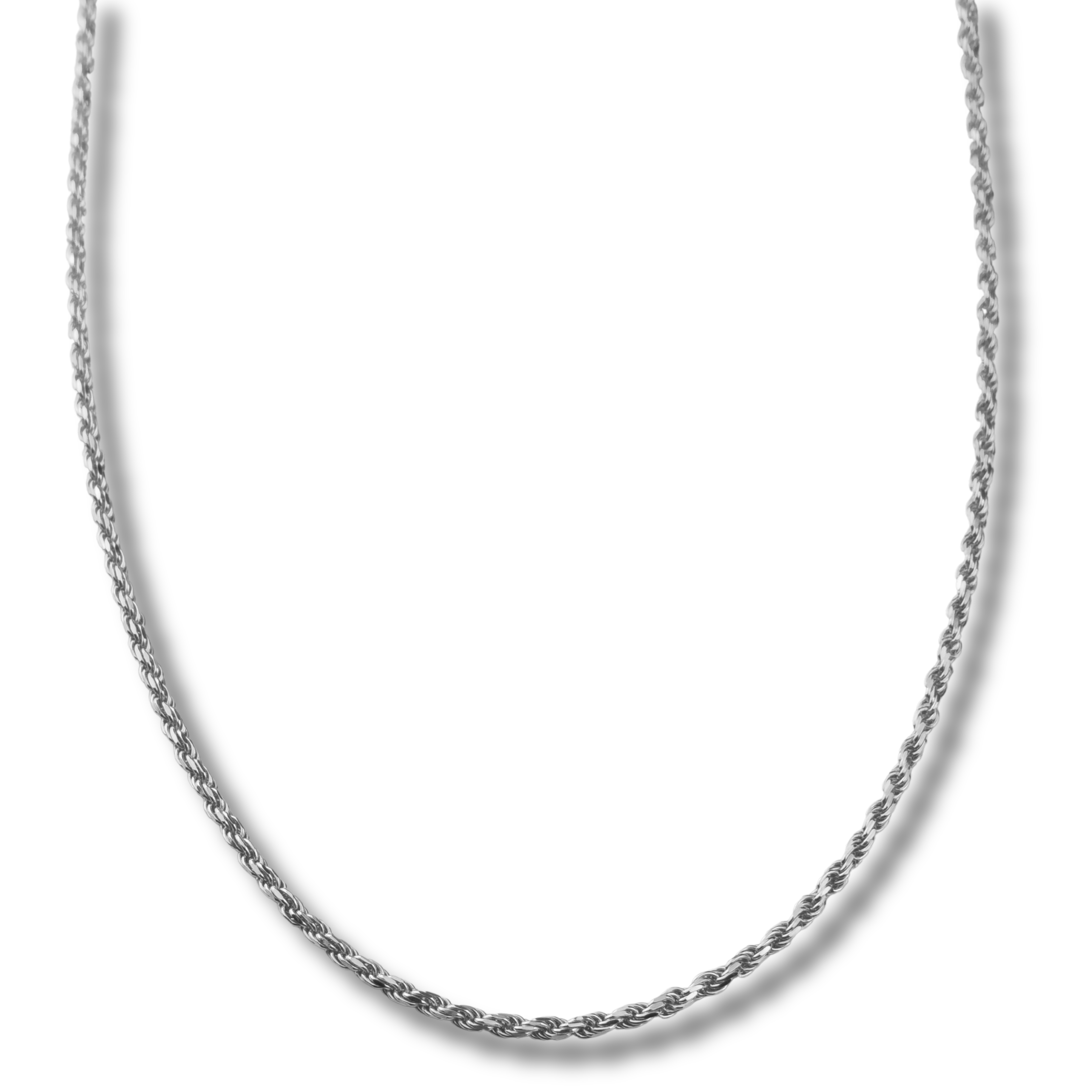 Kordelkette Rope Chain 3,8mm breit - 925er Silber - rhodiniert