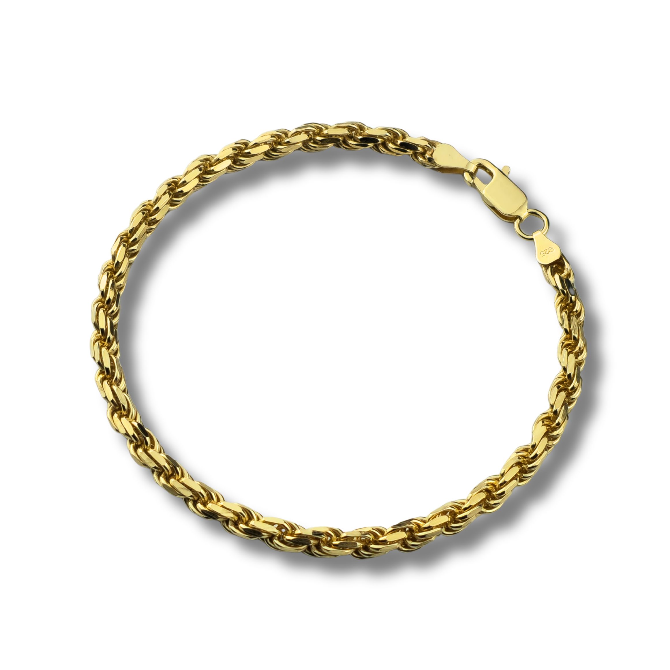 Kordelarmband Rope Bracelet 4,8mm breit - 925er Silber - vergoldet