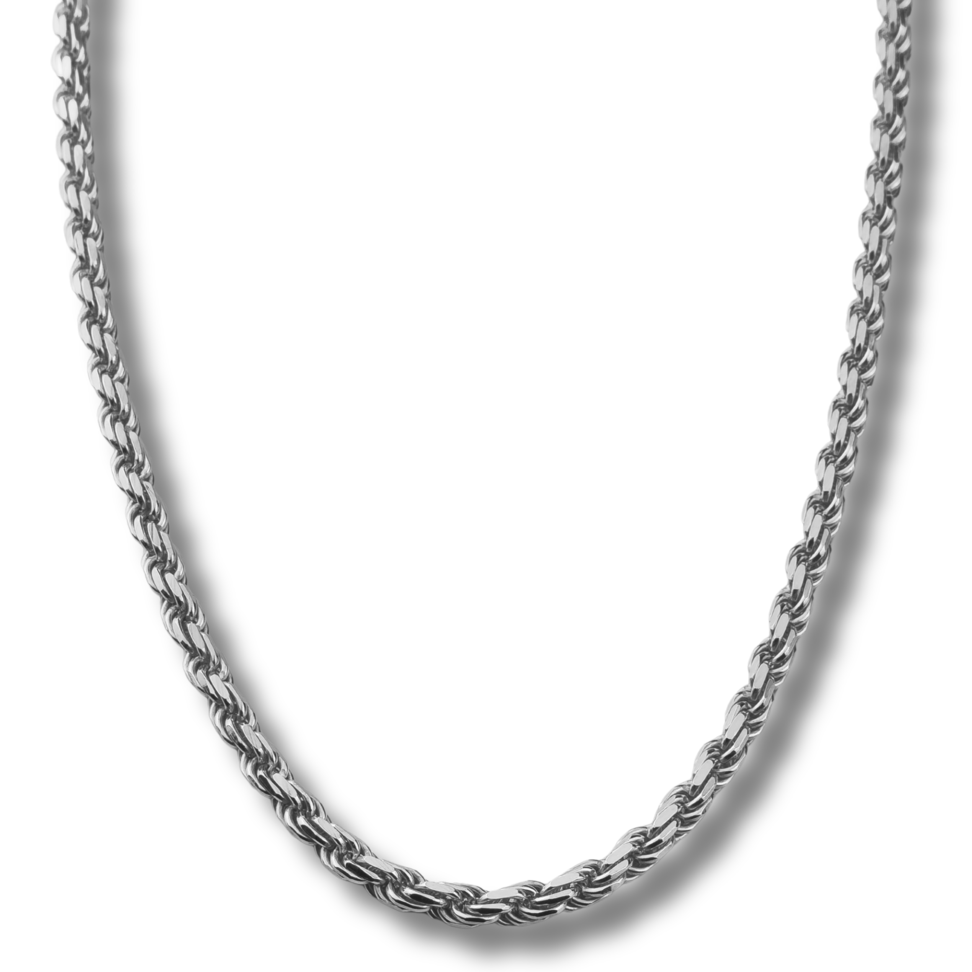 Kordelkette Rope Chain 4,8mm breit - 925er Silber - rhodiniert