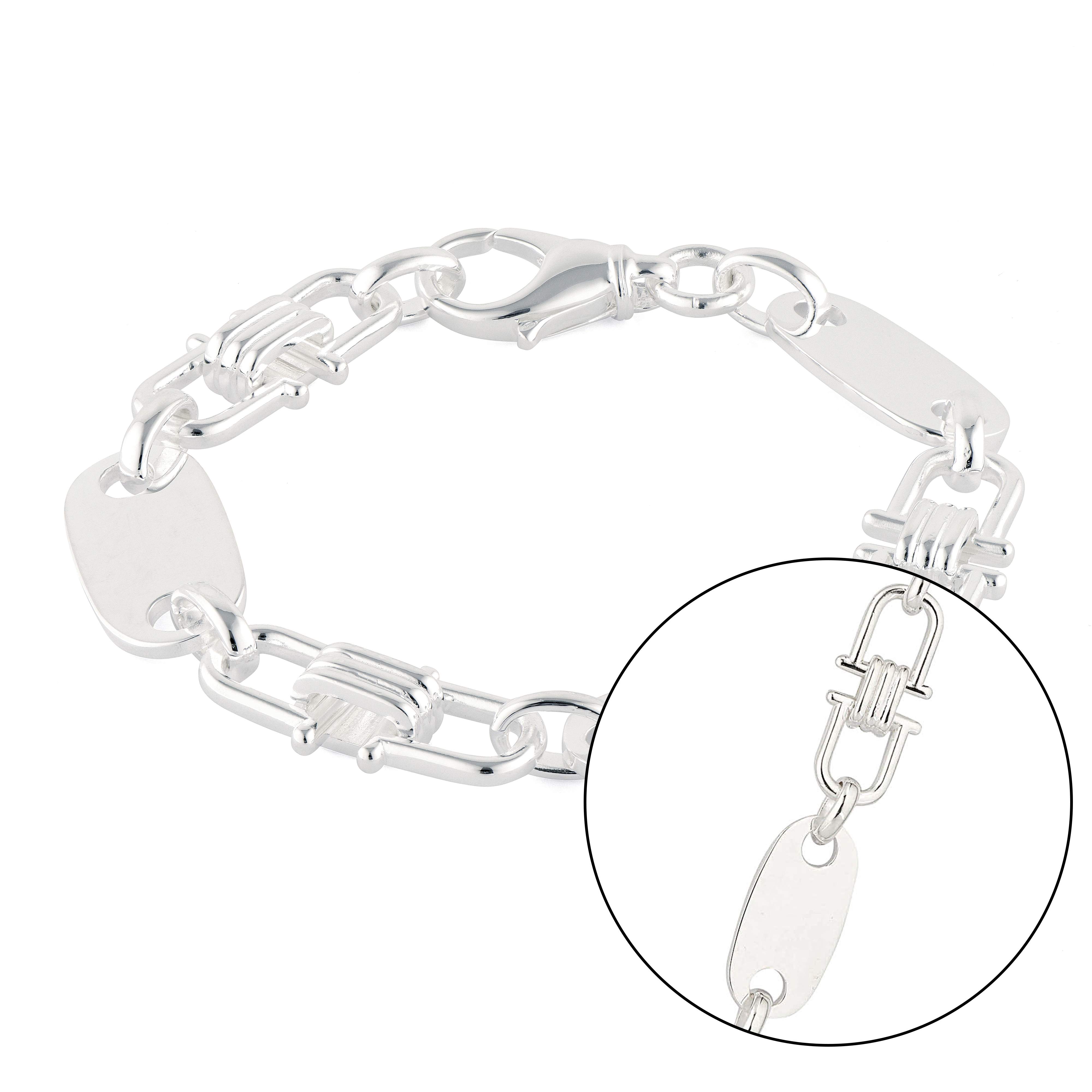 Plattenarmband 12mm breit - 925er Silber