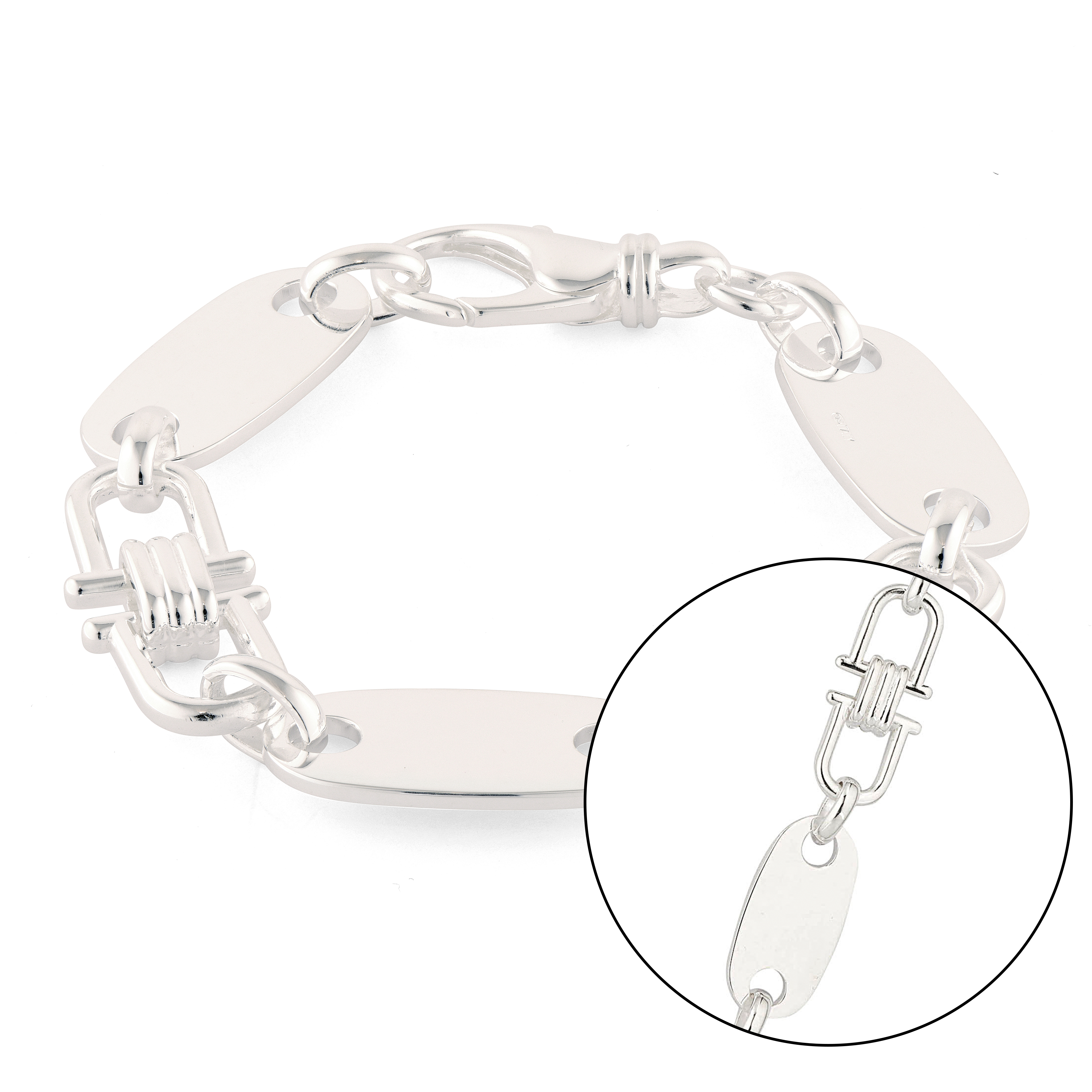 Plattenarmband 16mm breit - 925er Silber