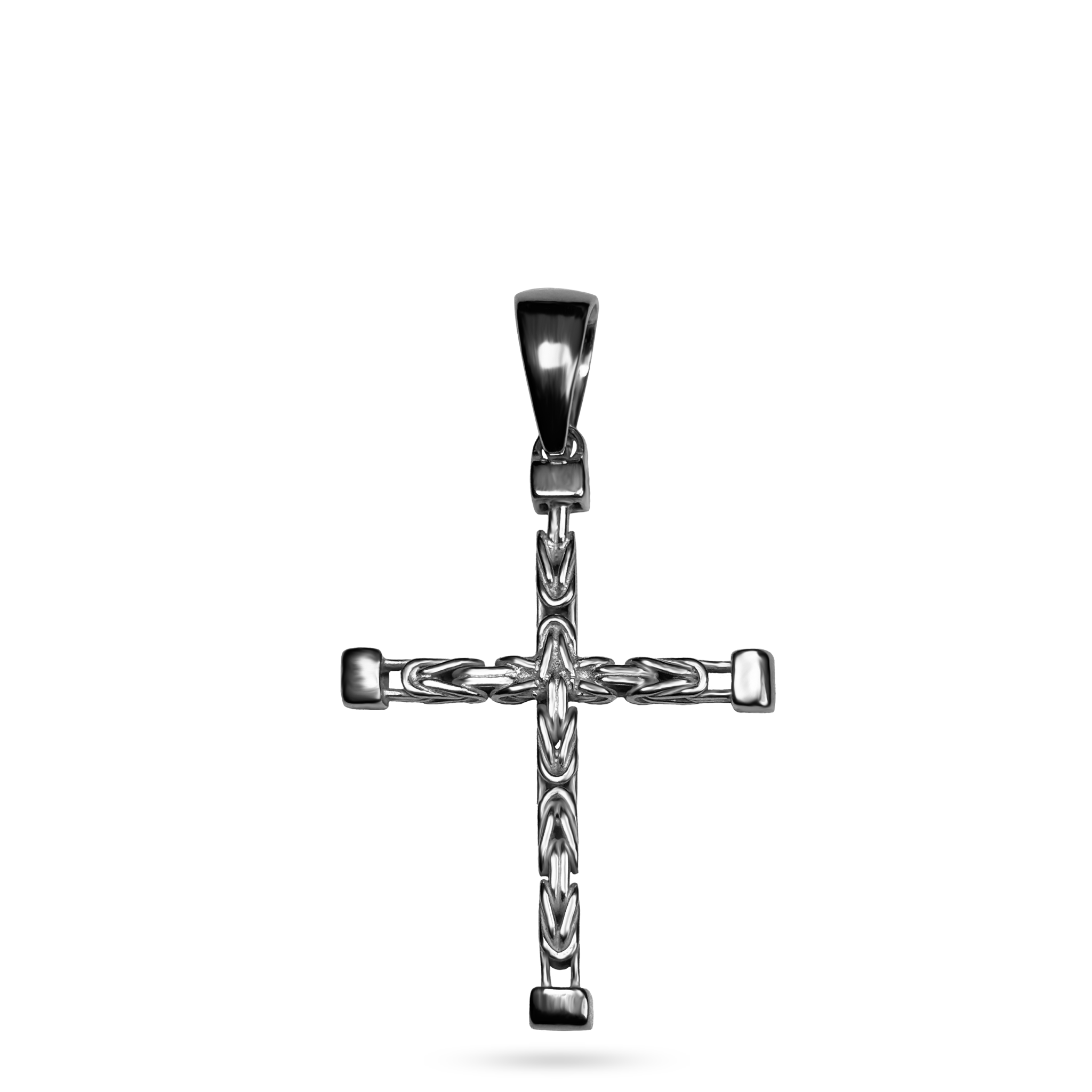 3mm Kreuz Anhänger Königskette - 925er Silber - rhodiniert