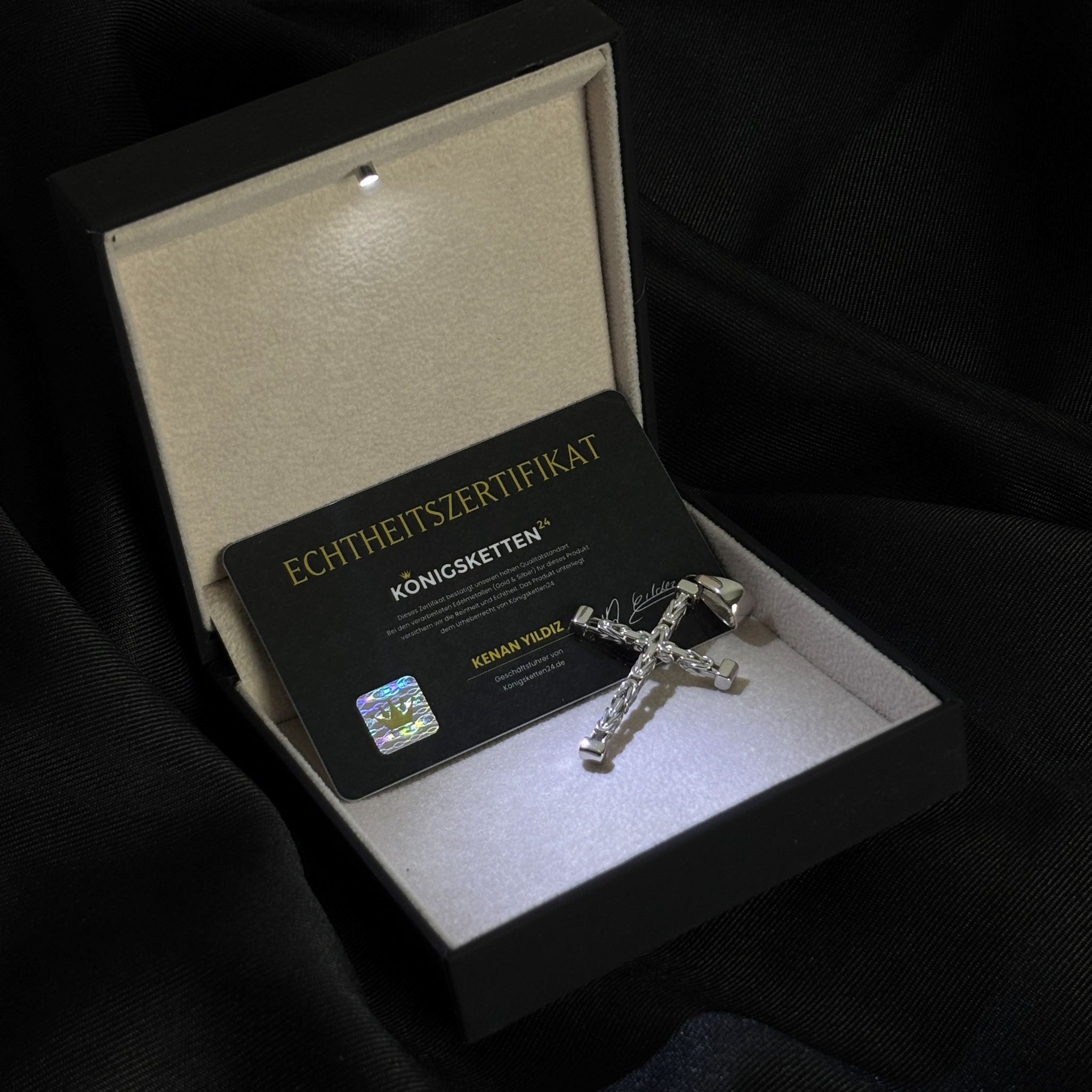 3mm Kreuz Anhänger Königskette - 925er Silber - rhodiniert