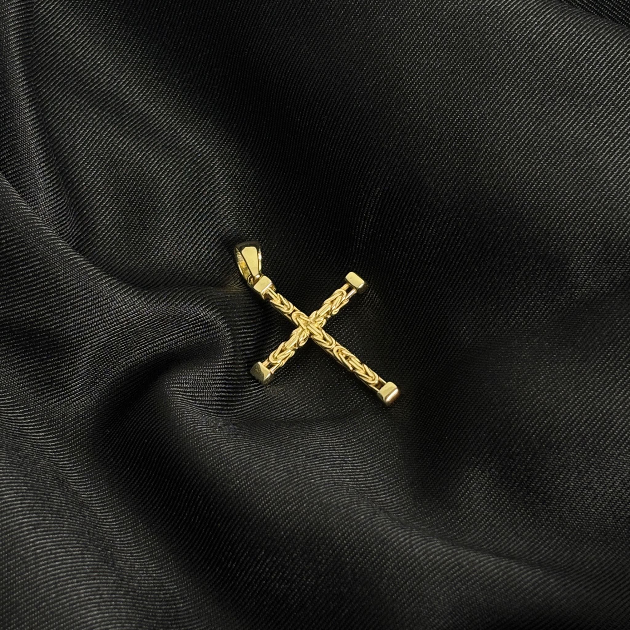 3mm Kreuz Anhänger Königskette - 925er Silber - vergoldet