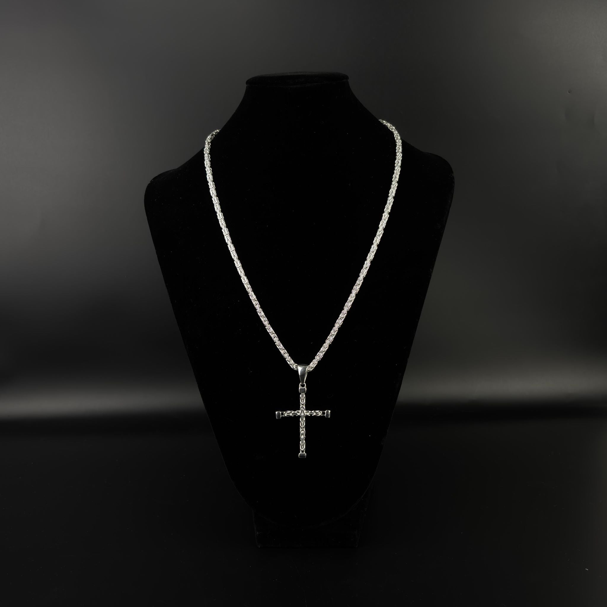 3mm Kreuz Anhänger Königskette - 925er Silber
