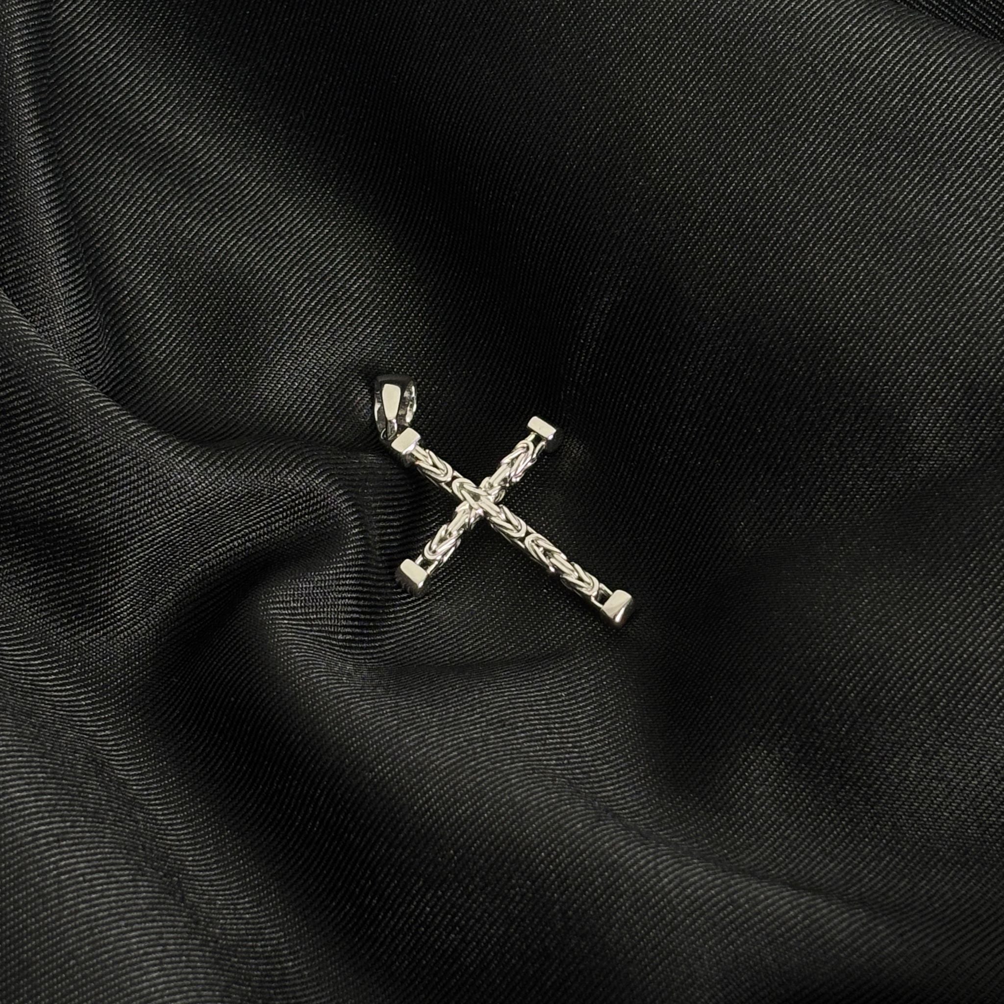 3mm Kreuz Anhänger Königskette - 925er Silber - rhodiniert