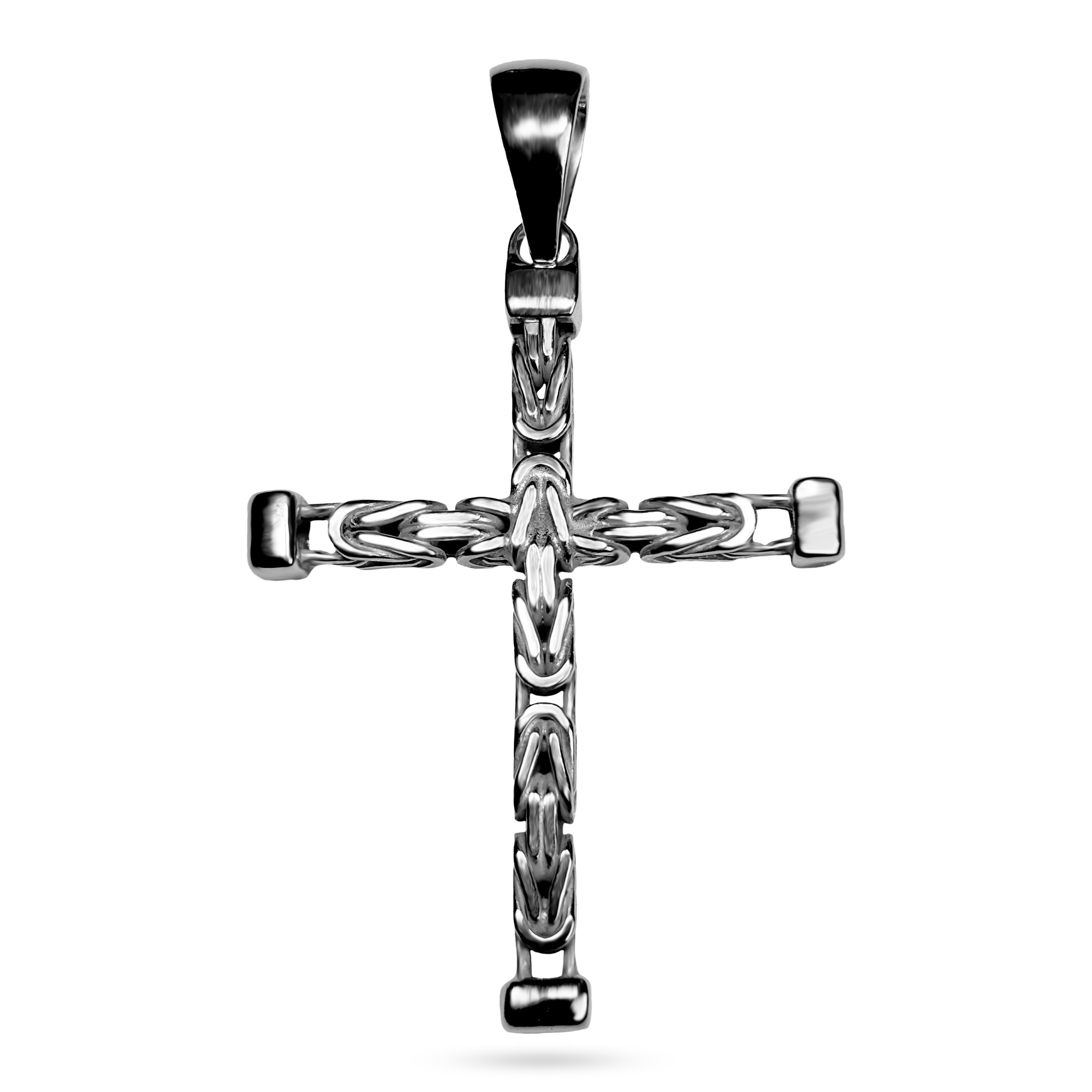 7mm Kreuz Anhänger Königskette - 925er Silber - rhodiniert
