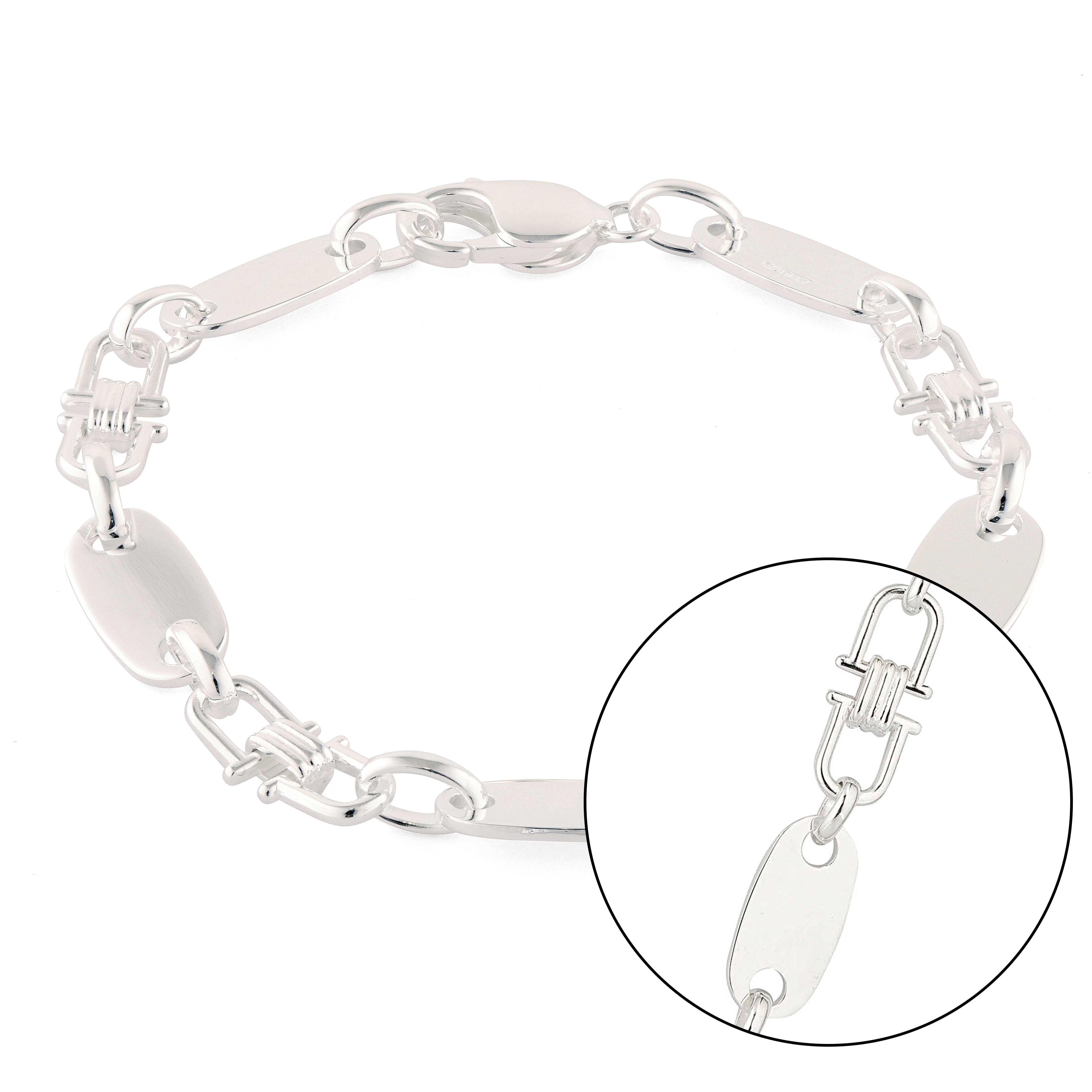 Plattenarmband 8mm breit - 925er Silber