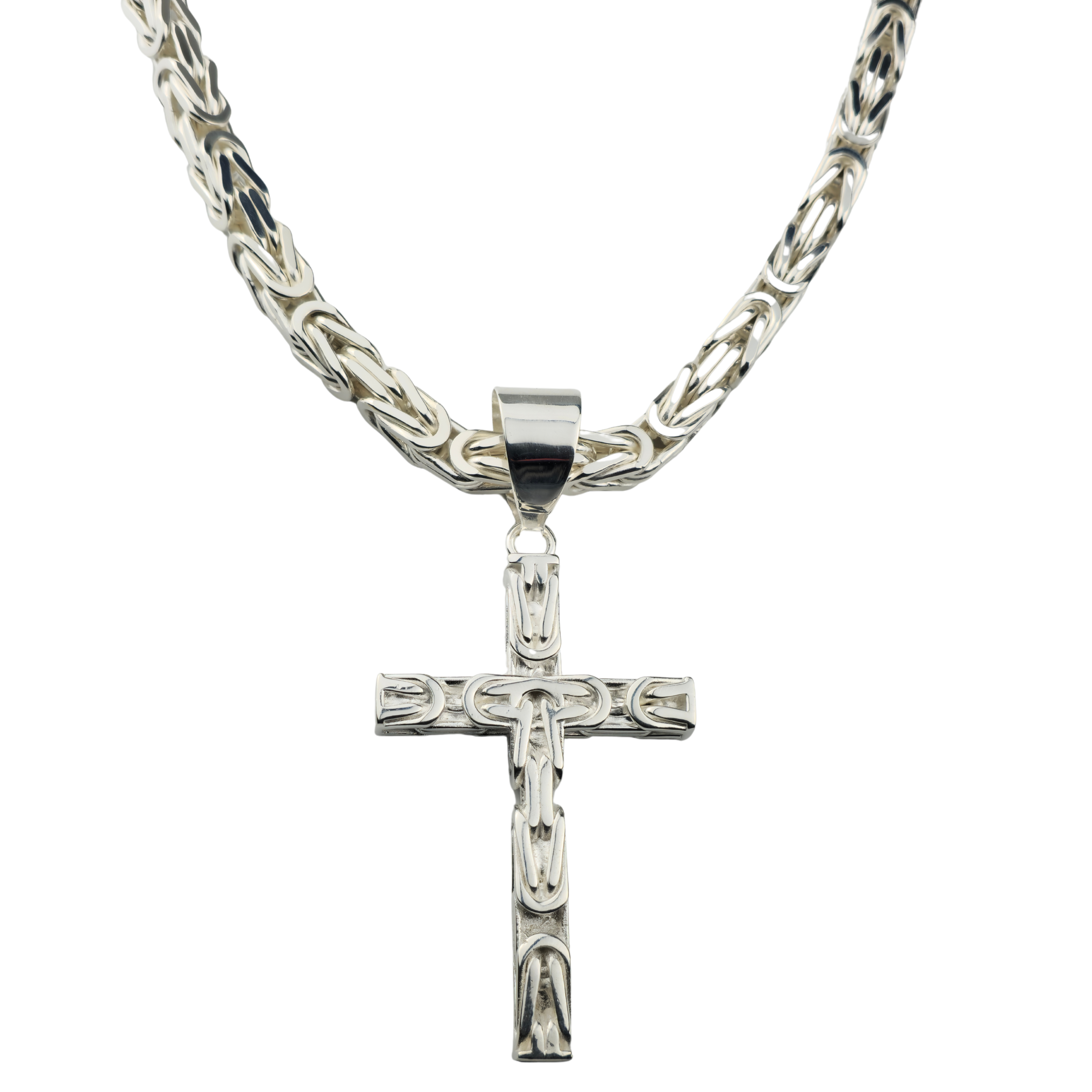 10mm Kreuz Anhänger Königskette - 925er Silber