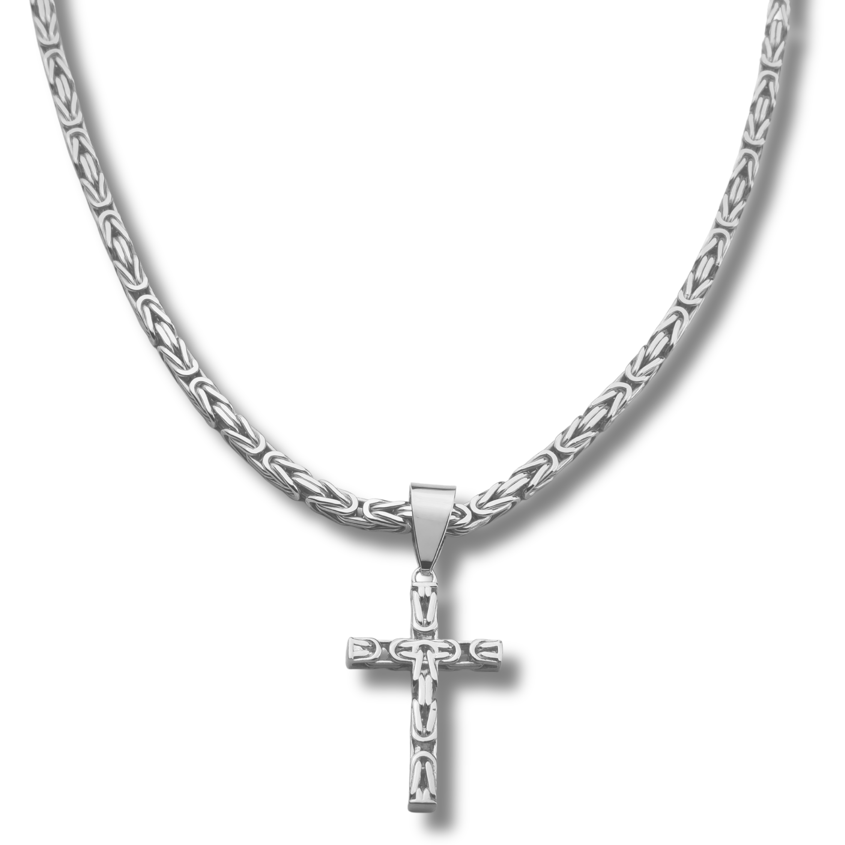 4mm Kreuz Anhänger Königskette - 925er Silber
