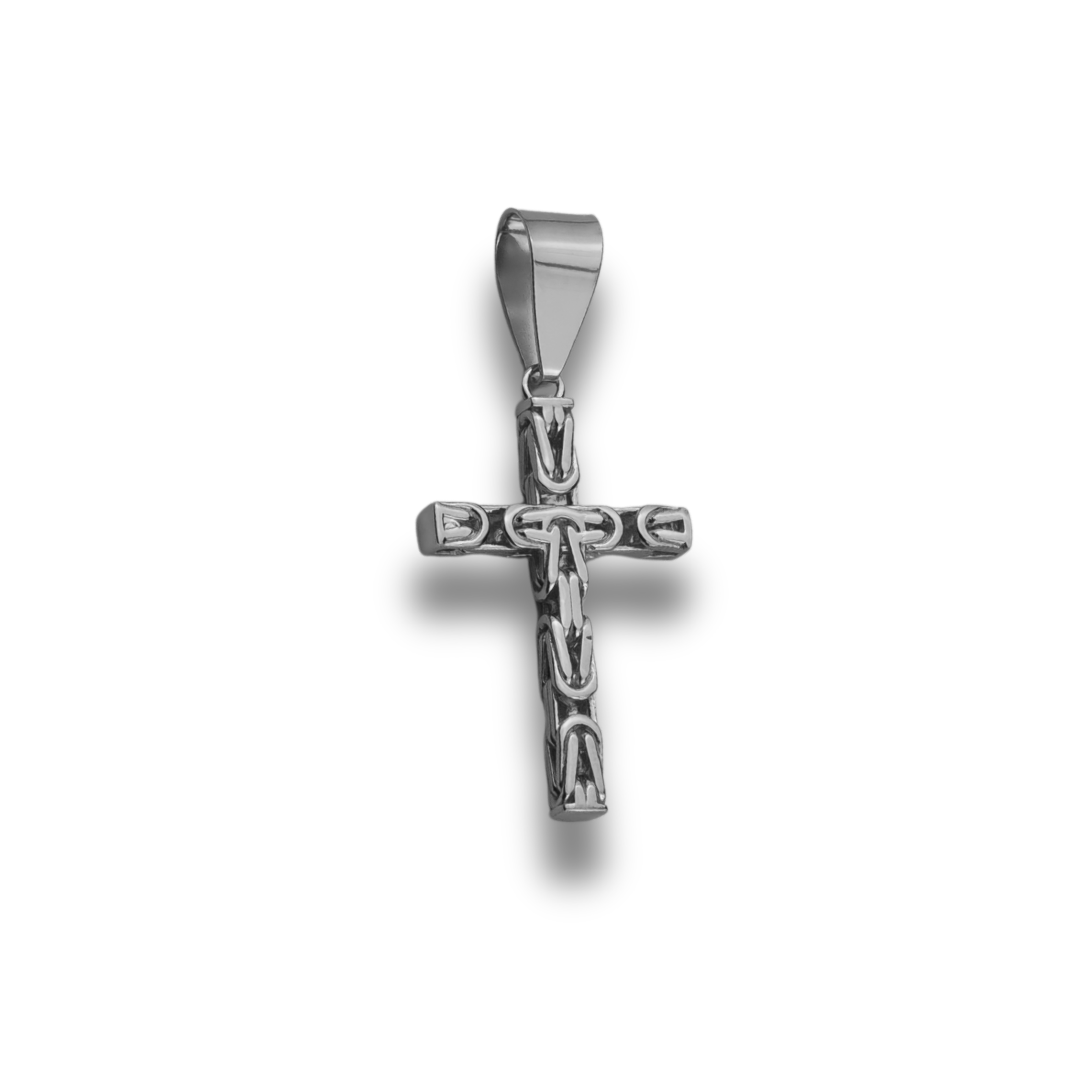 3mm Kreuz Anhänger Königskette - 925er Silber - rhodiniert