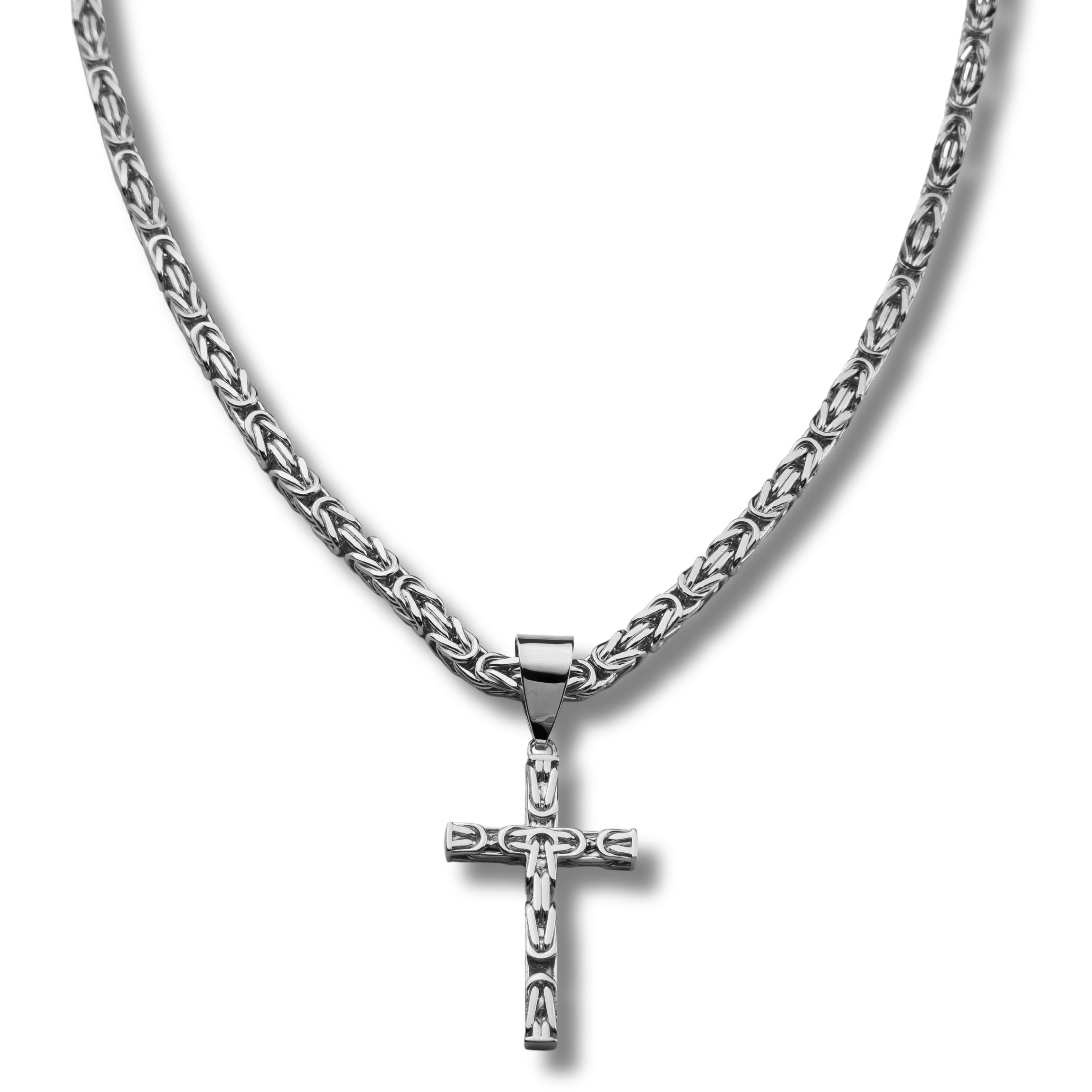 5mm Kreuz Anhänger Königskette - 925er Silber - rhodiniert