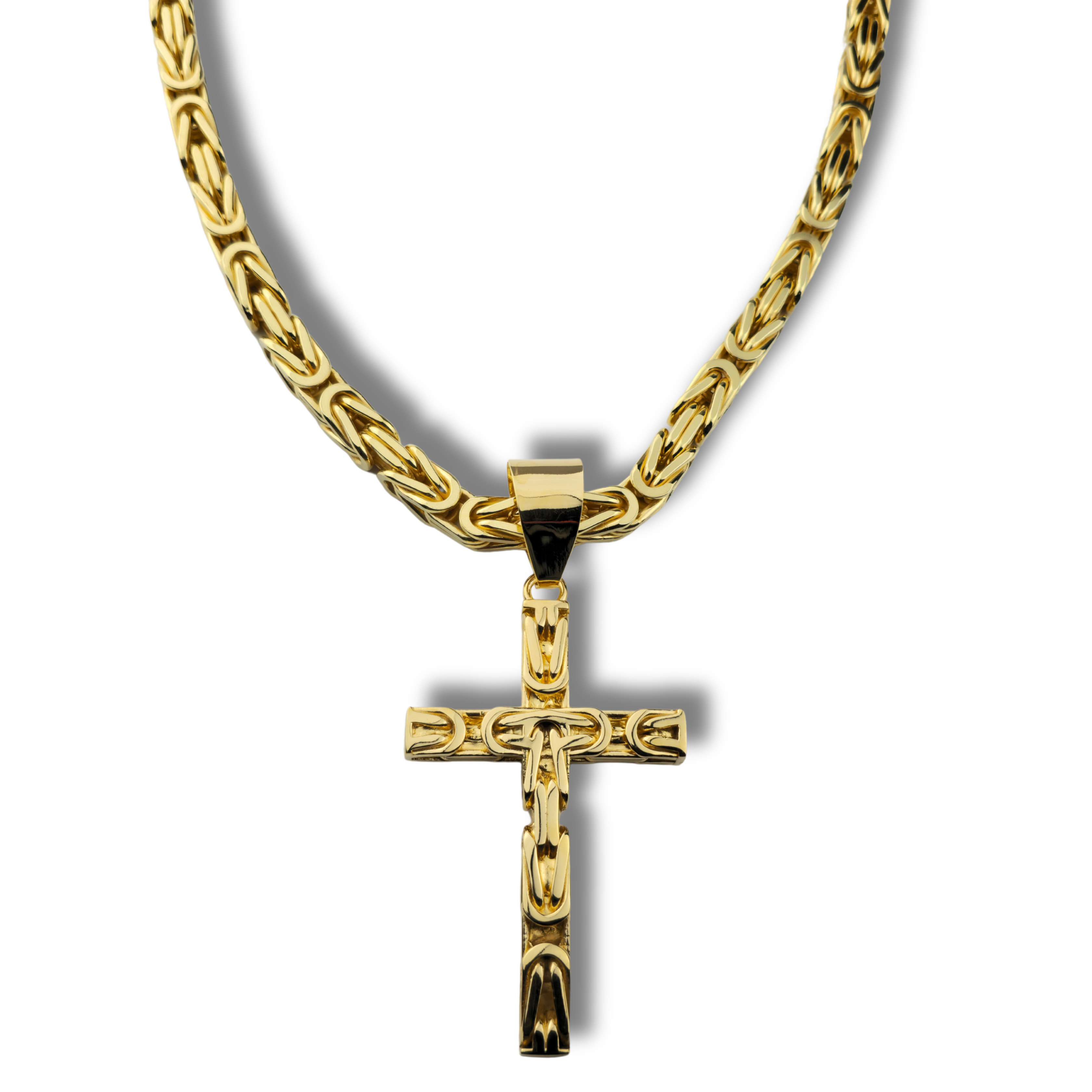 10mm Kreuz Anhänger Königskette - 925er Silber - vergoldet