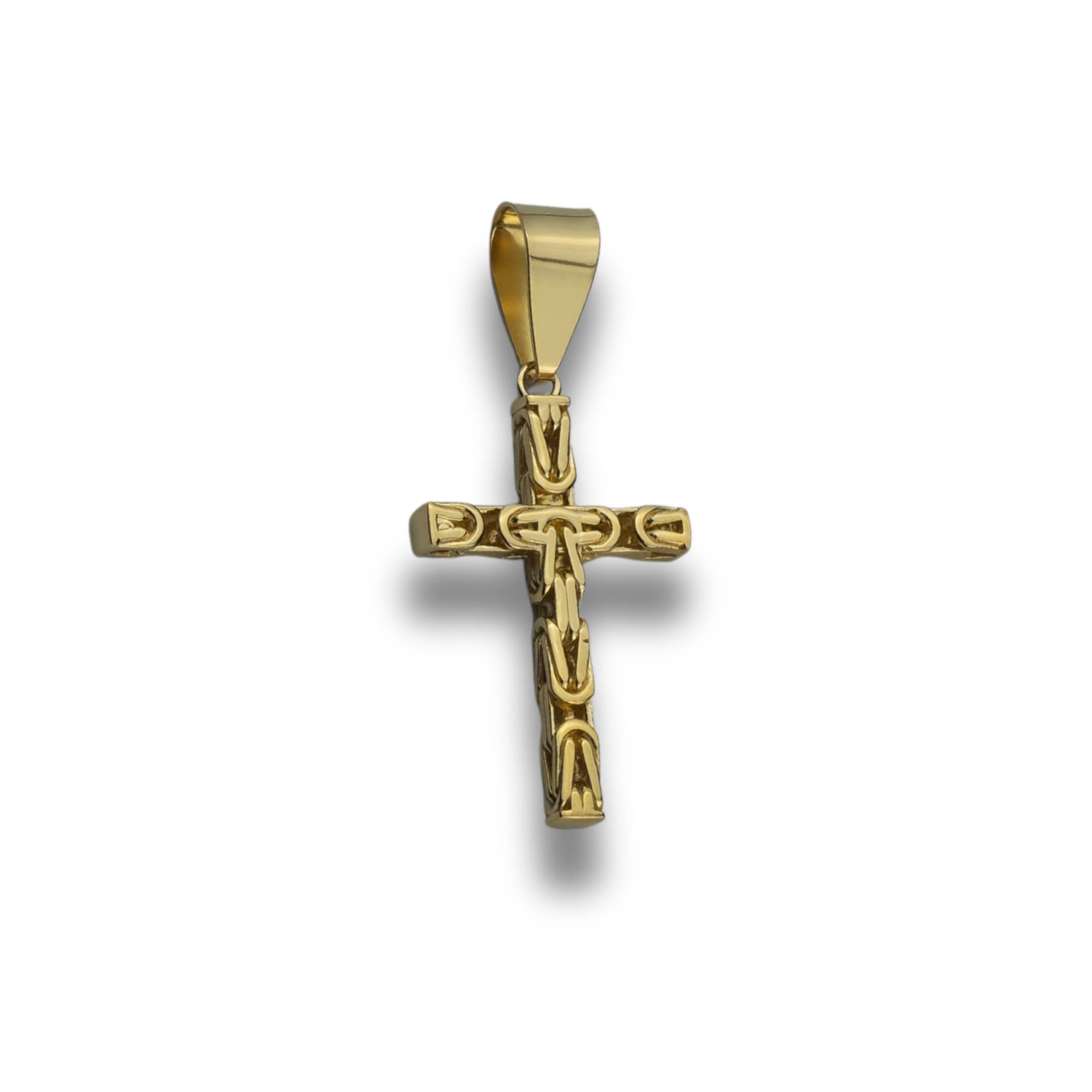 3mm Kreuz Anhänger Königskette - 925er Silber - vergoldet