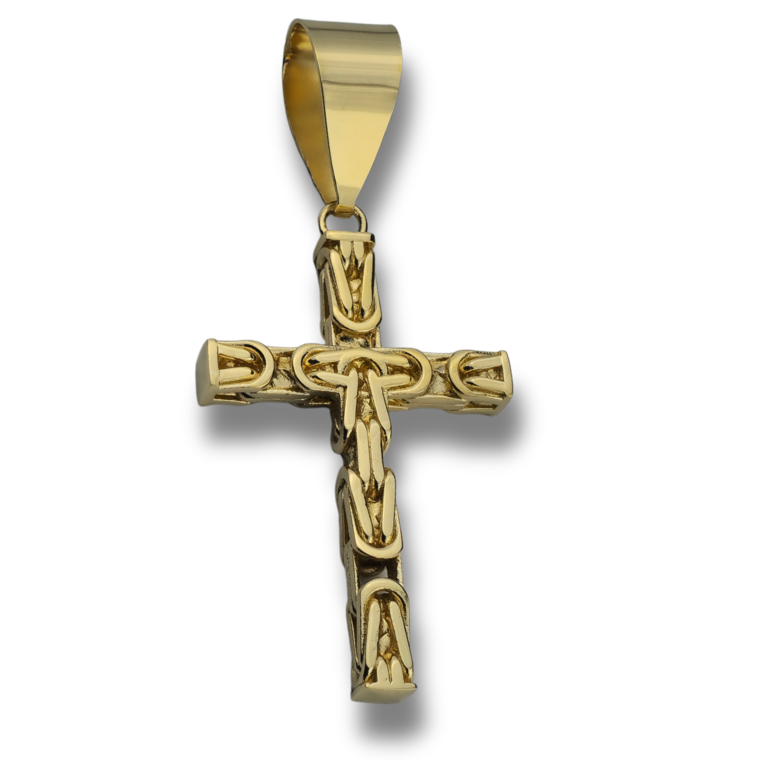 7mm Kreuz Anhänger Königskette - 925er Silber - vergoldet