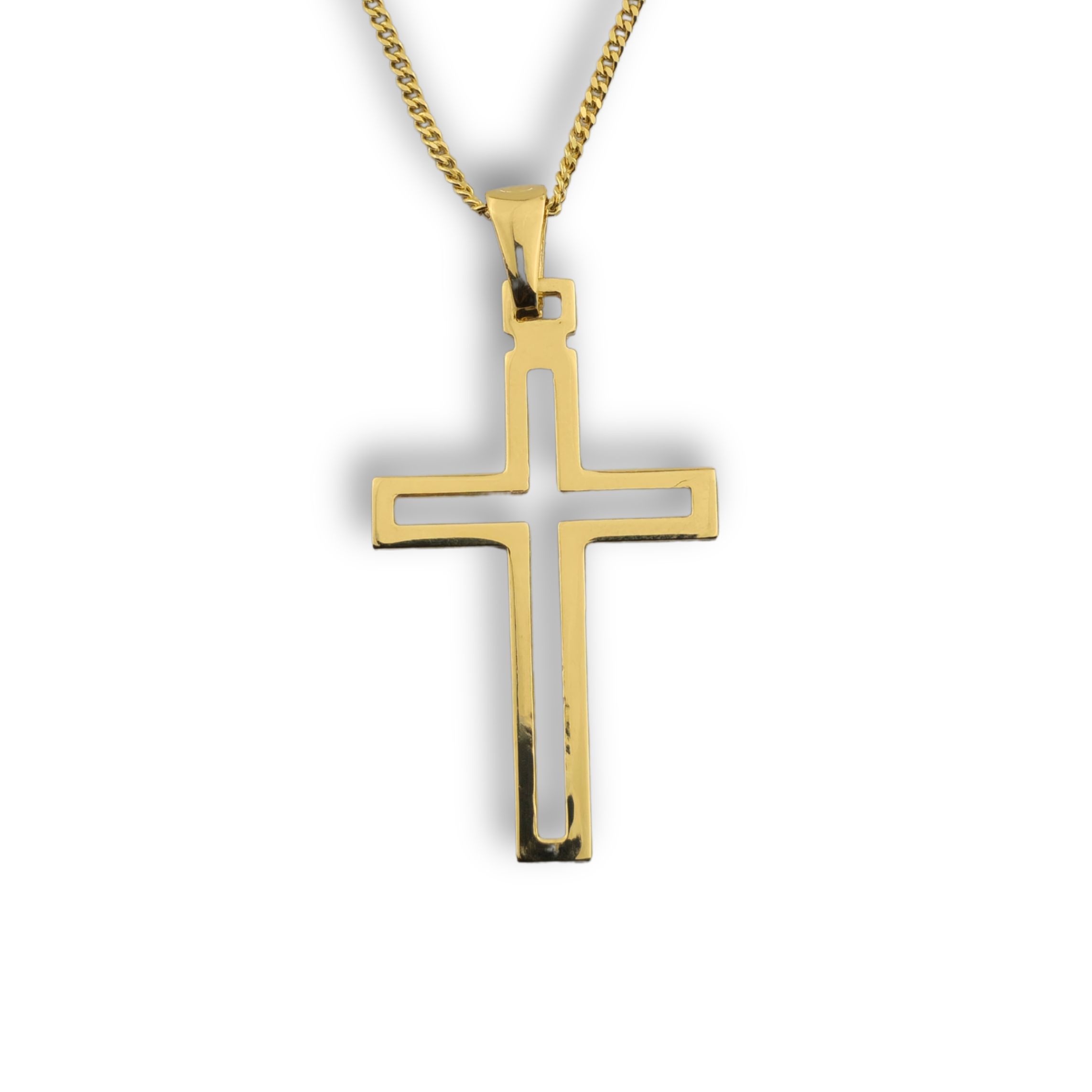 Kreuzanhänger vergoldet - 925er Silber mit Kette (403)