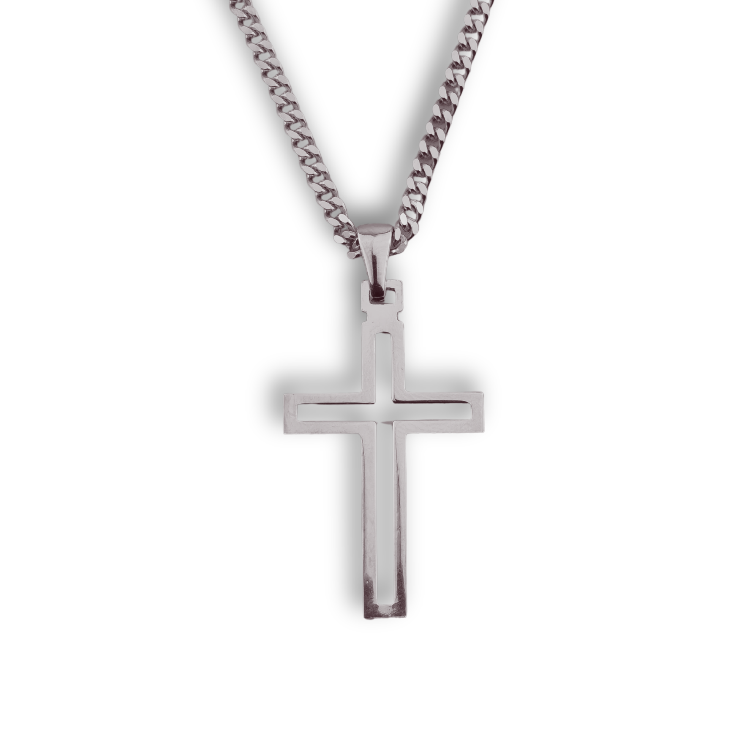 Kreuzanhänger rhodiniert - 925er Silber mit Kette (403)