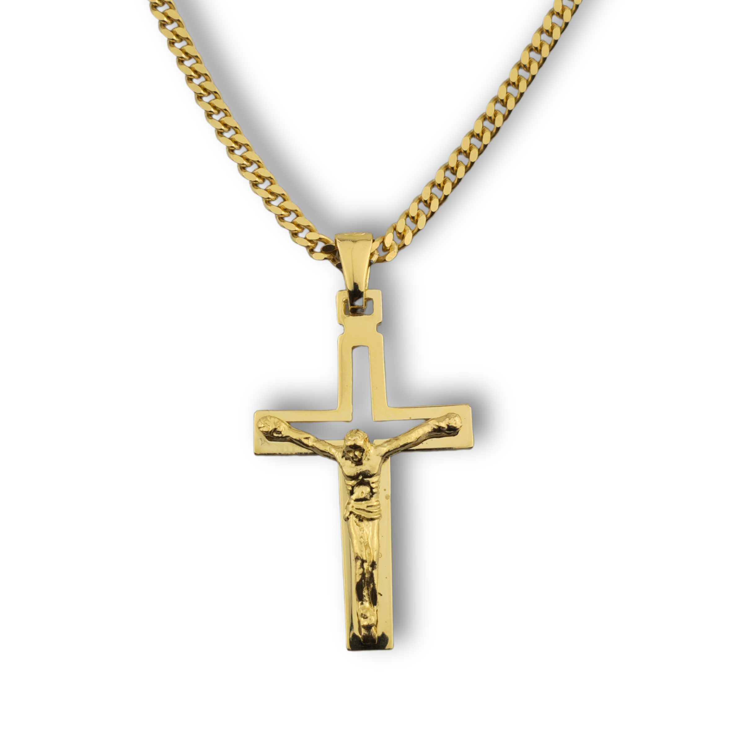 Kreuzanhänger vergoldet - 925er Silber mit Kette (405)