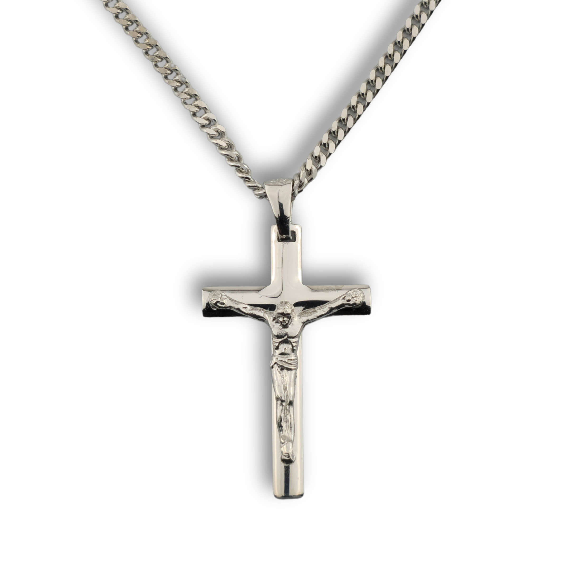 Kreuzanhänger rhodiniert - 925er Silber mit Kette (404)