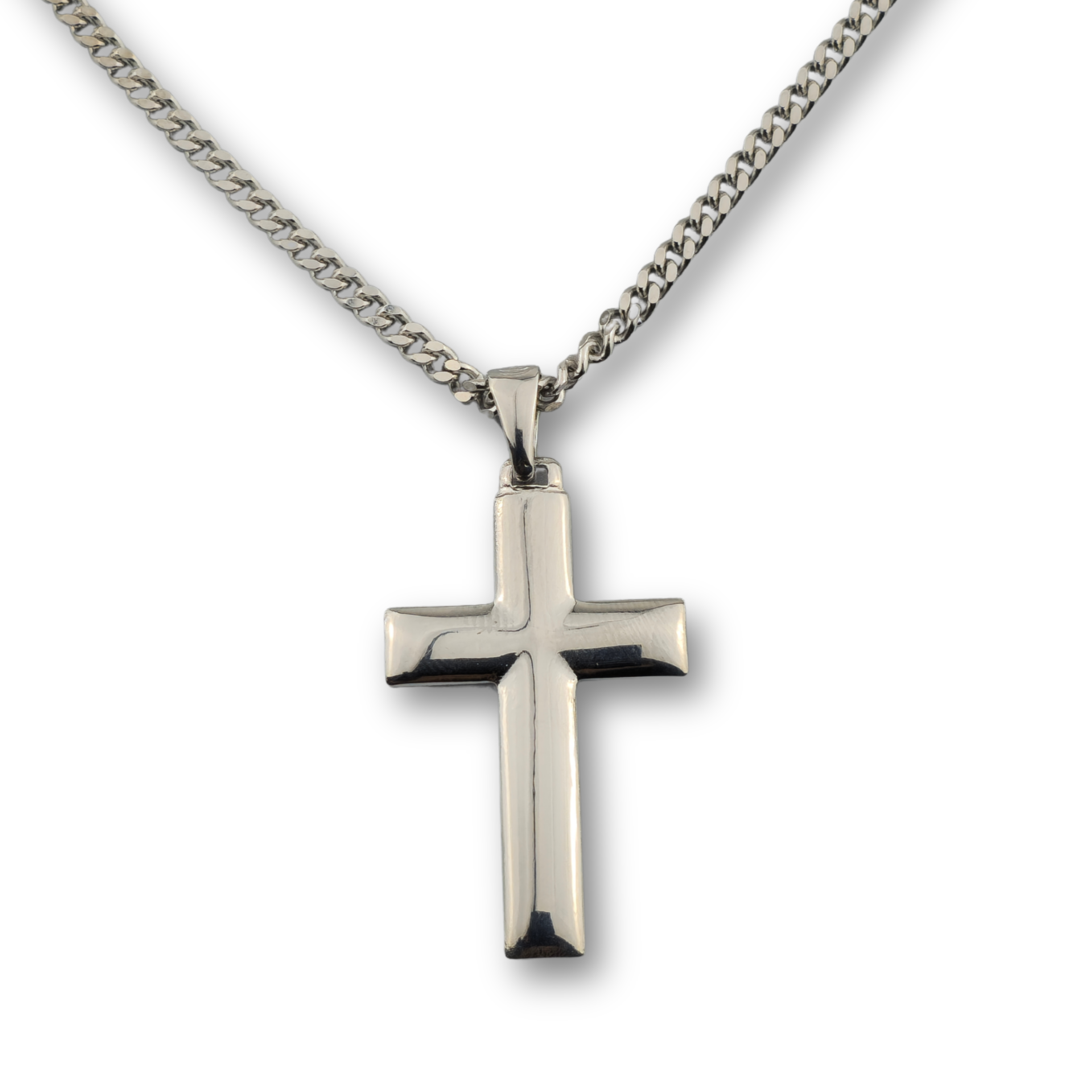 Kreuzanhänger rhodiniert - 925er Silber mit Kette (406)