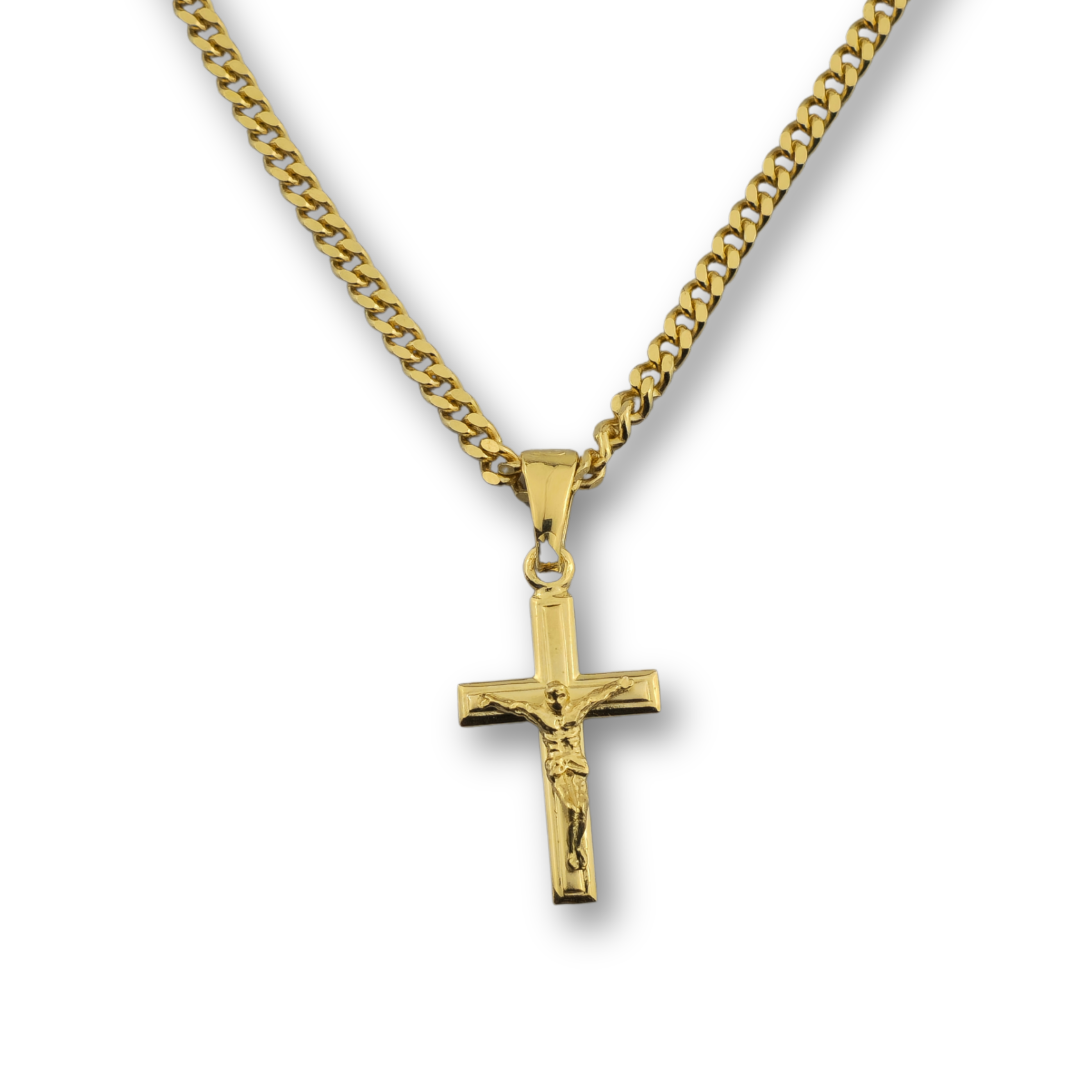 Kreuzanhänger vergoldet - 925er Silber mit Kette (402)