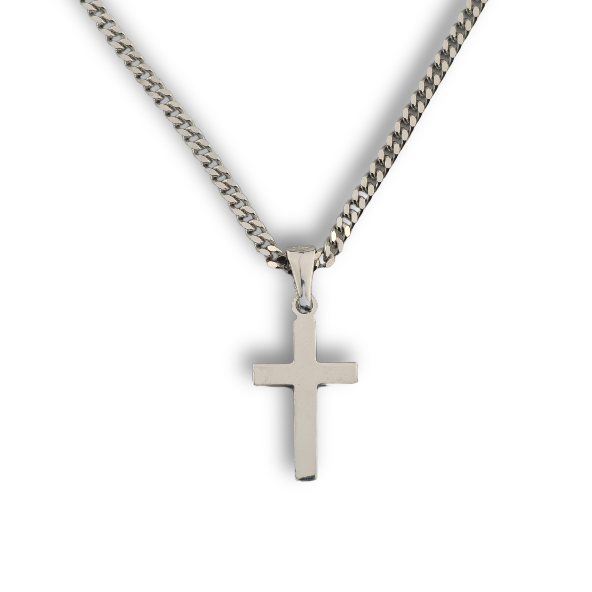 Kreuzanhänger rhodiniert - 925er Silber mit Kette (401)