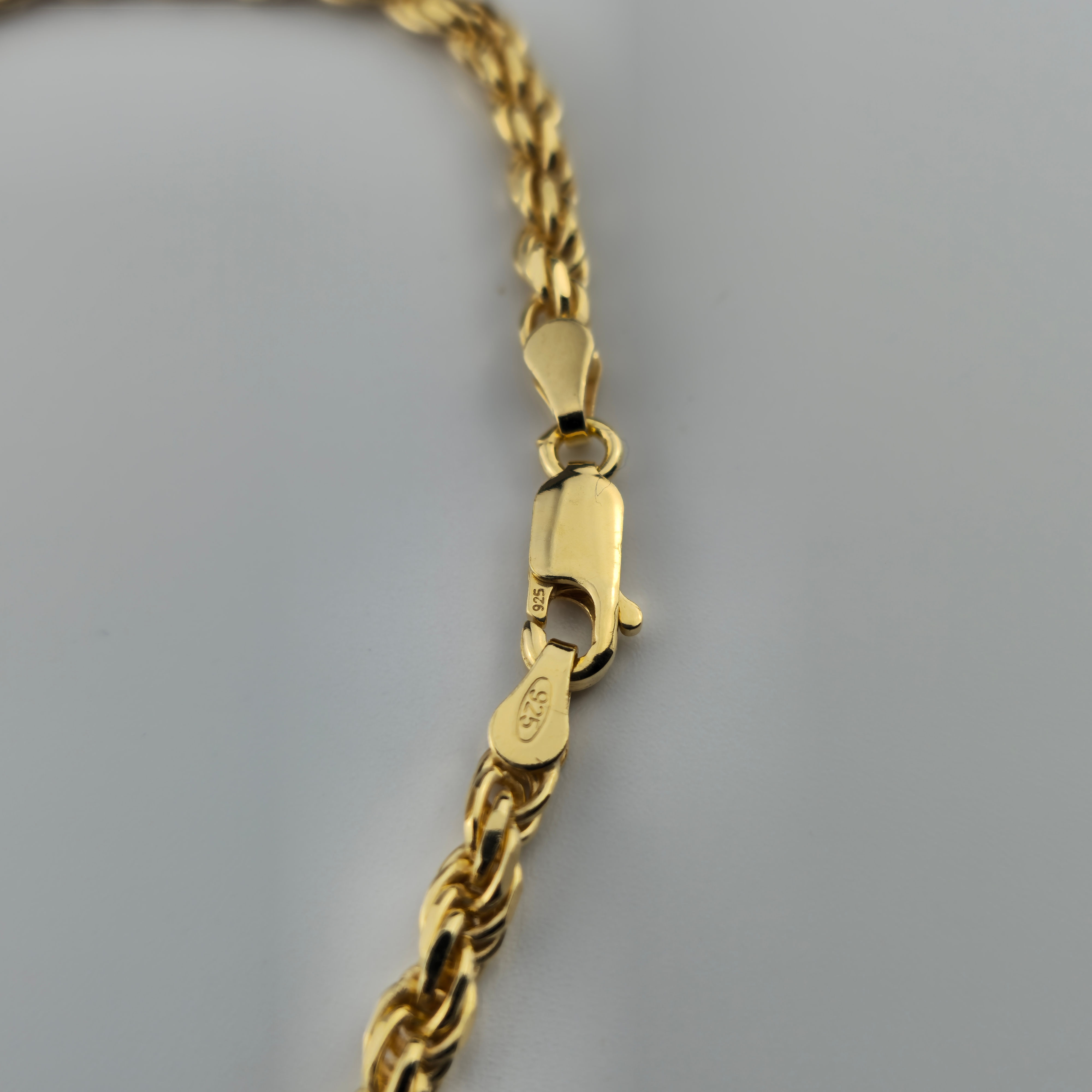 Kordelkette Rope Chain 1,8mm breit - 925er Silber - vergoldet