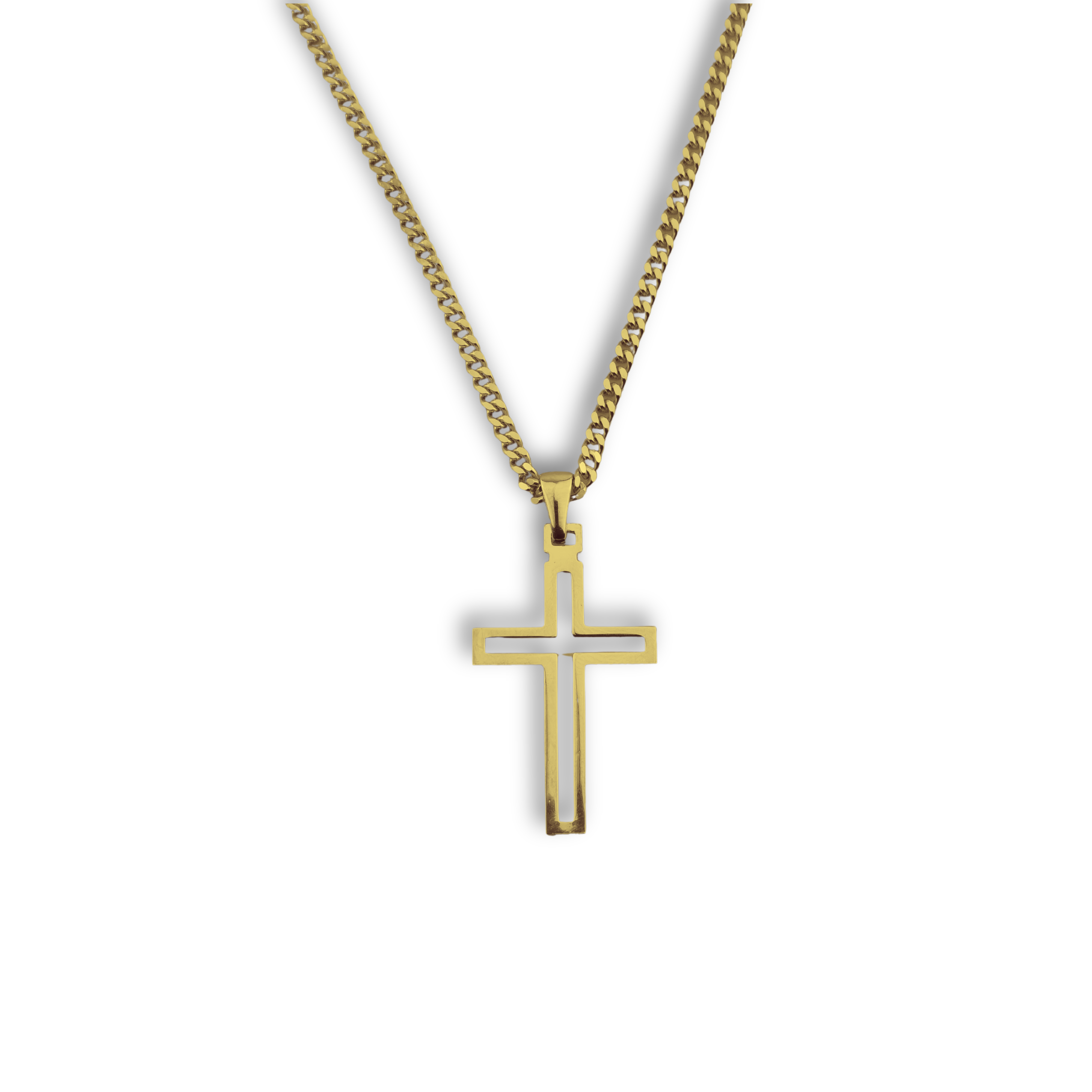 Kreuzanhänger vergoldet - 925er Silber mit Kette (403)