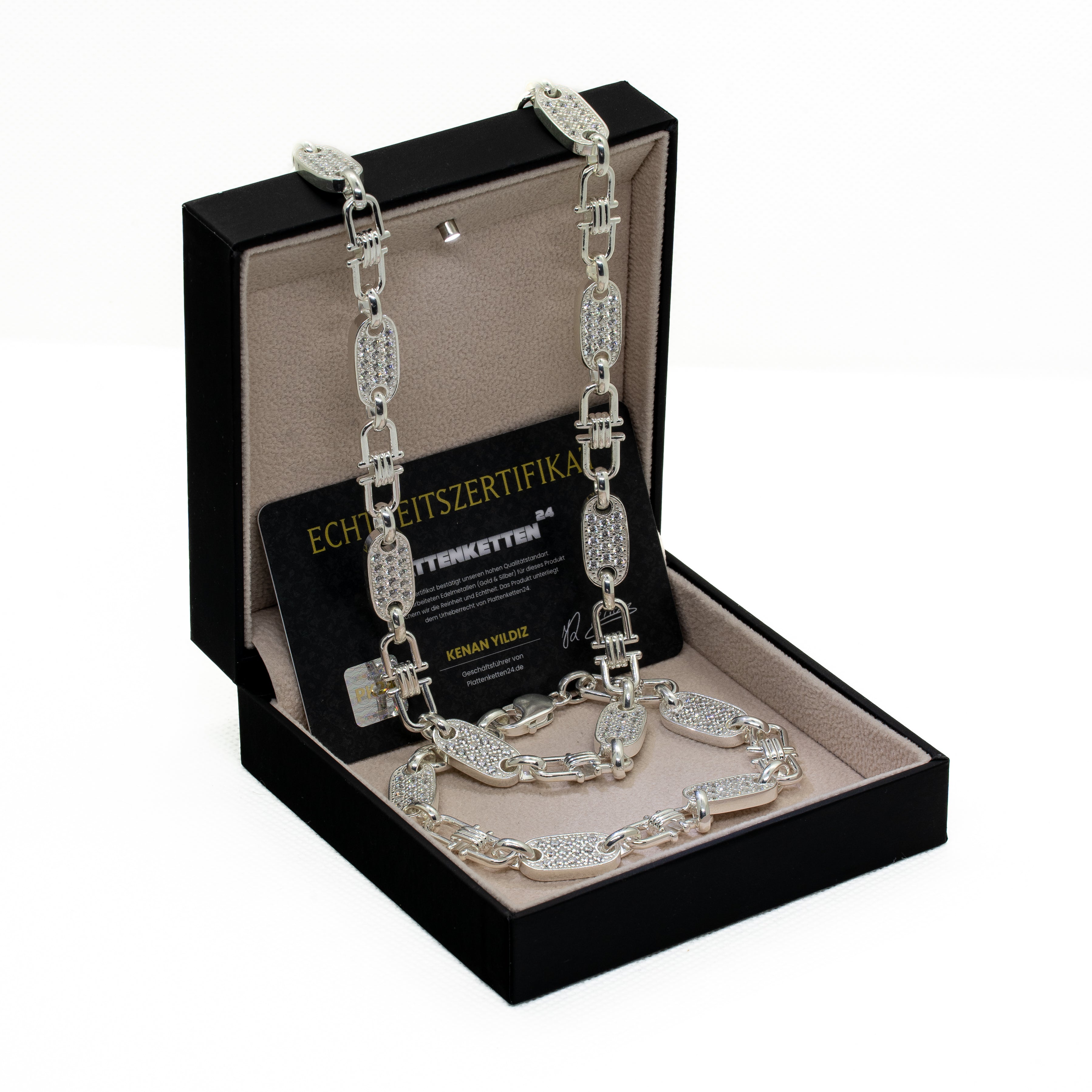 Plattenarmband 6mm breit - iced out - 925er Silber