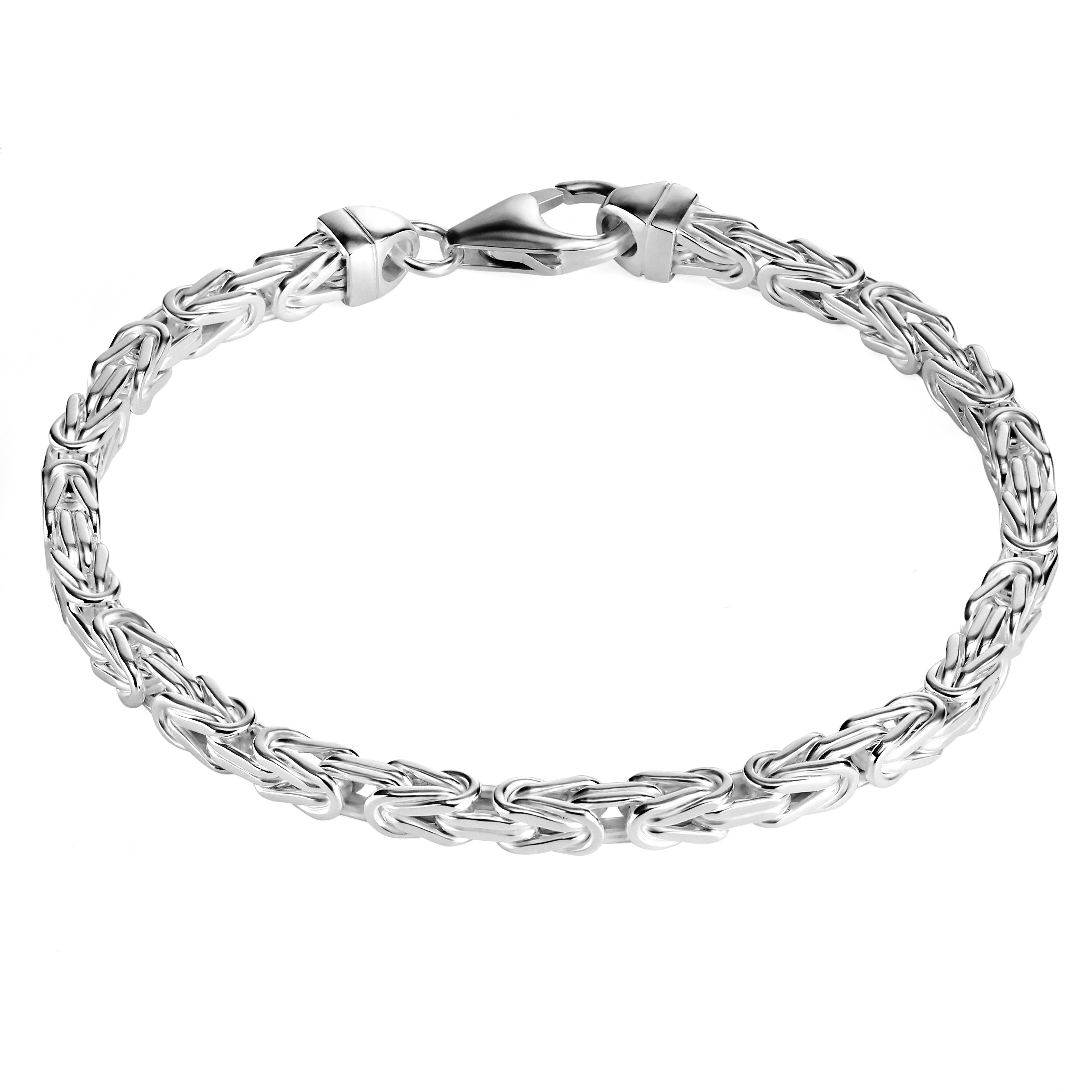 Königsarmband 4mm breit - 925er Silber - rhodiniert