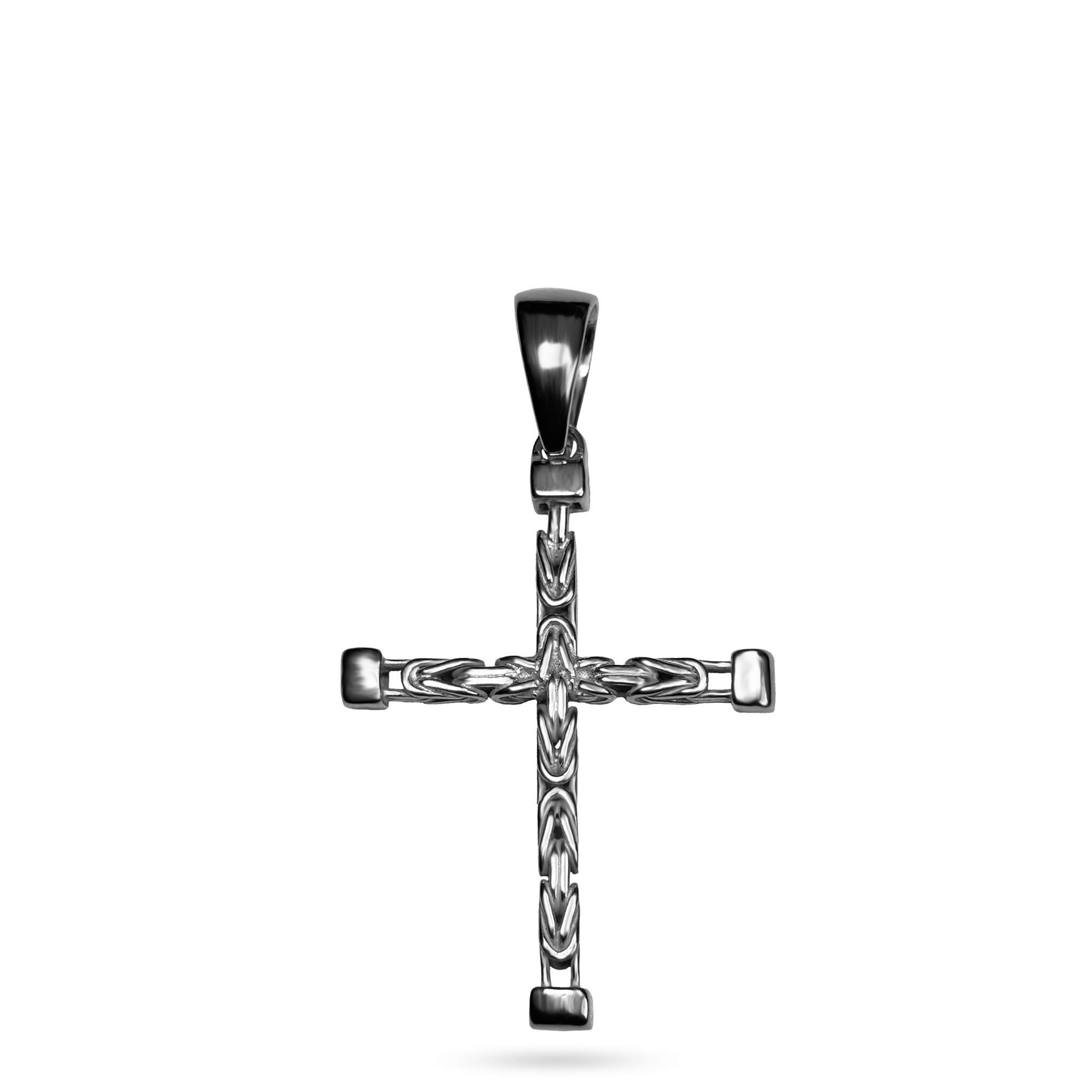 4mm Kreuz Anhänger Königskette - 925er Silber - rhodiniert