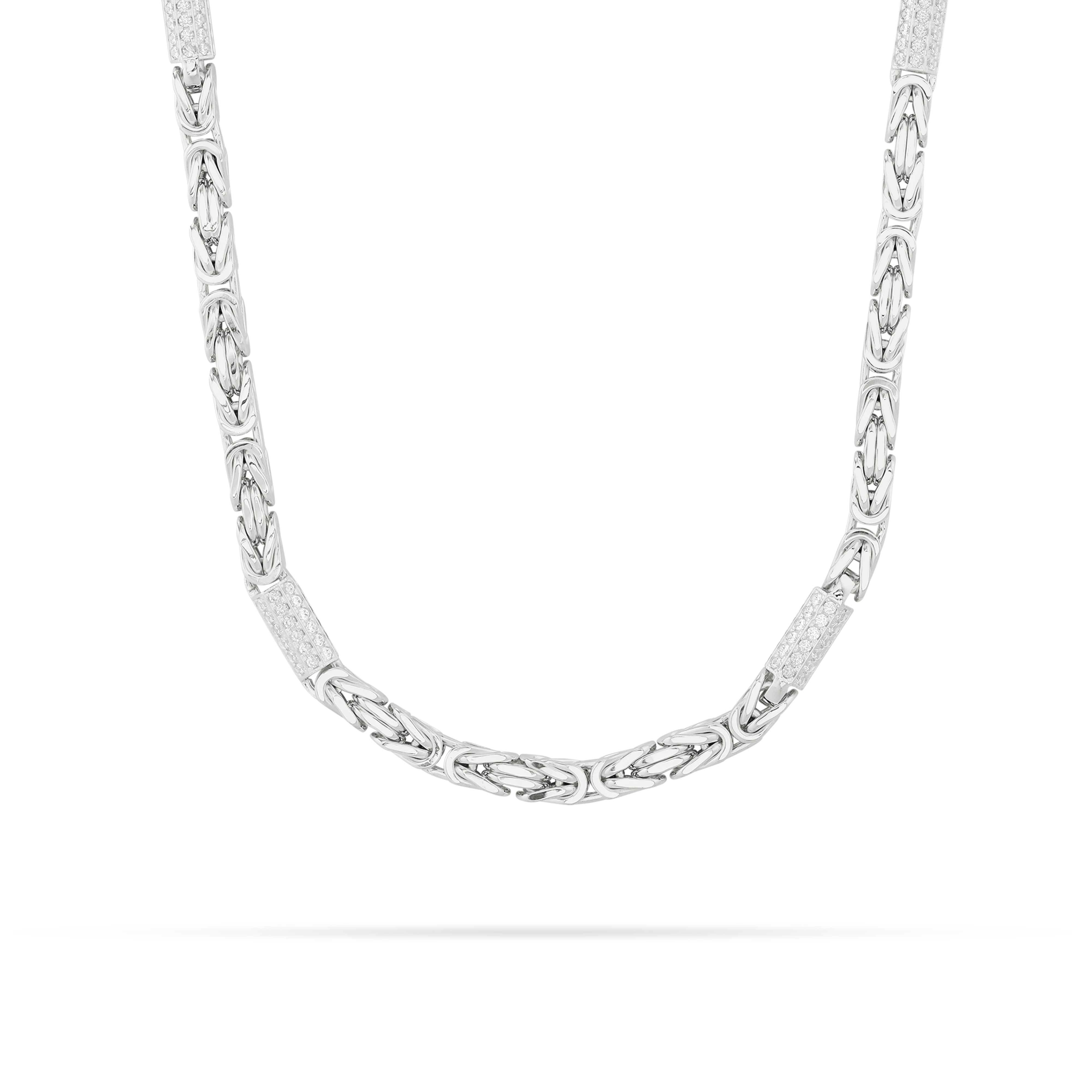 Königskette 6,5mm breit - iced out - 925er Silber