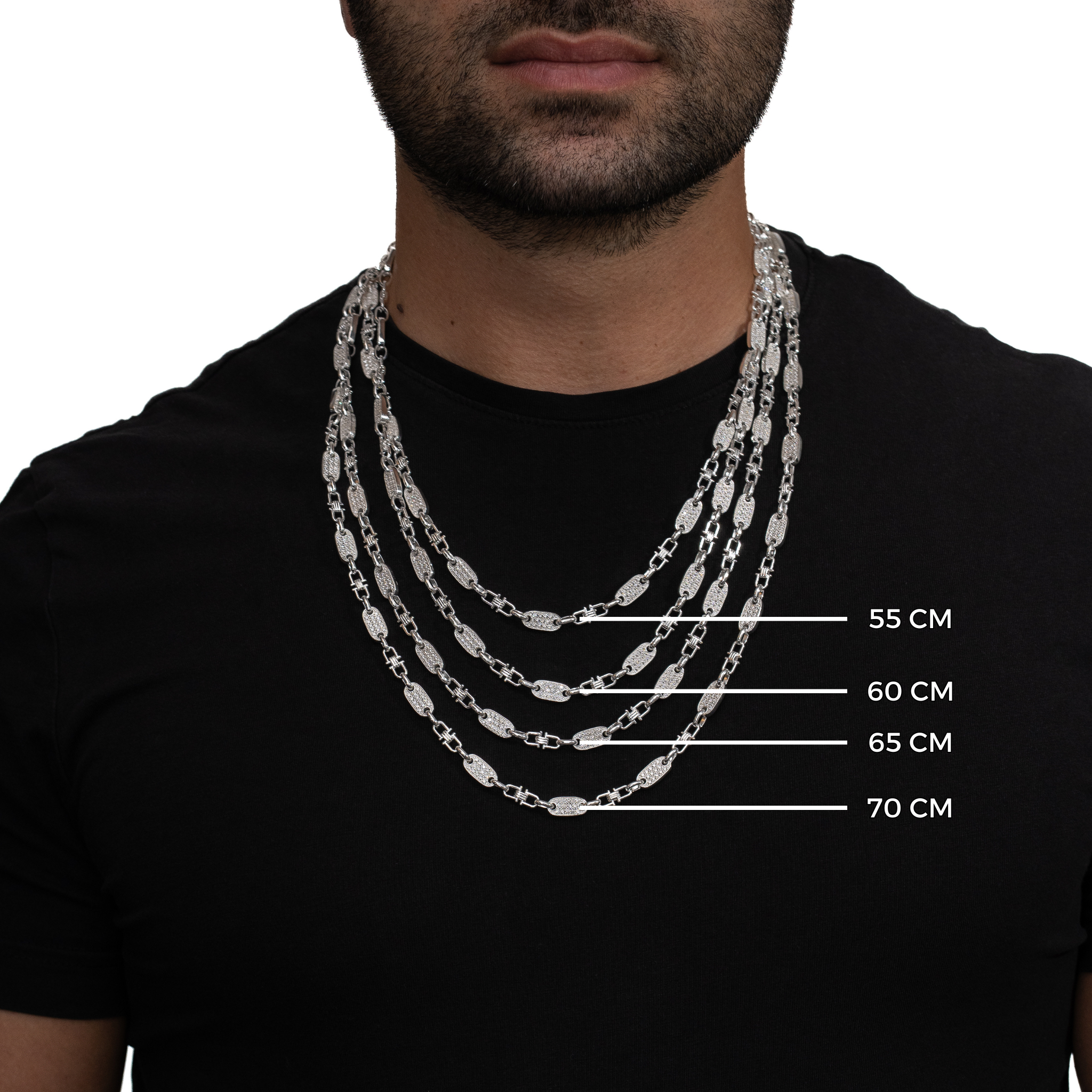 Plattenkette 6mm breit - iced out - 925er Silber
