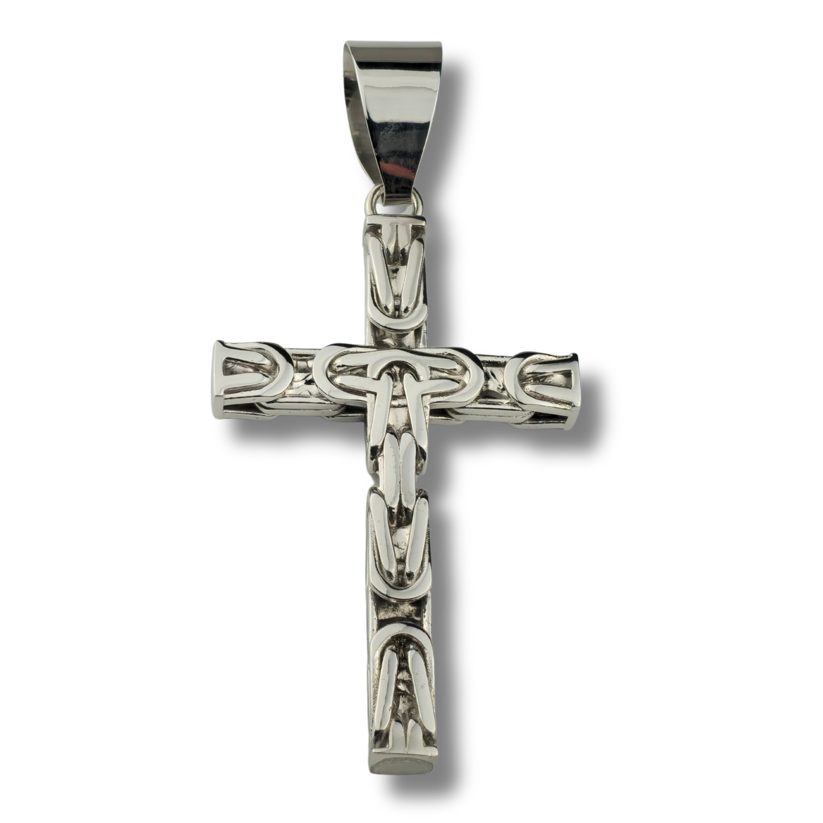 10mm Kreuz Anhänger Königskette - 925er Silber - rhodiniert