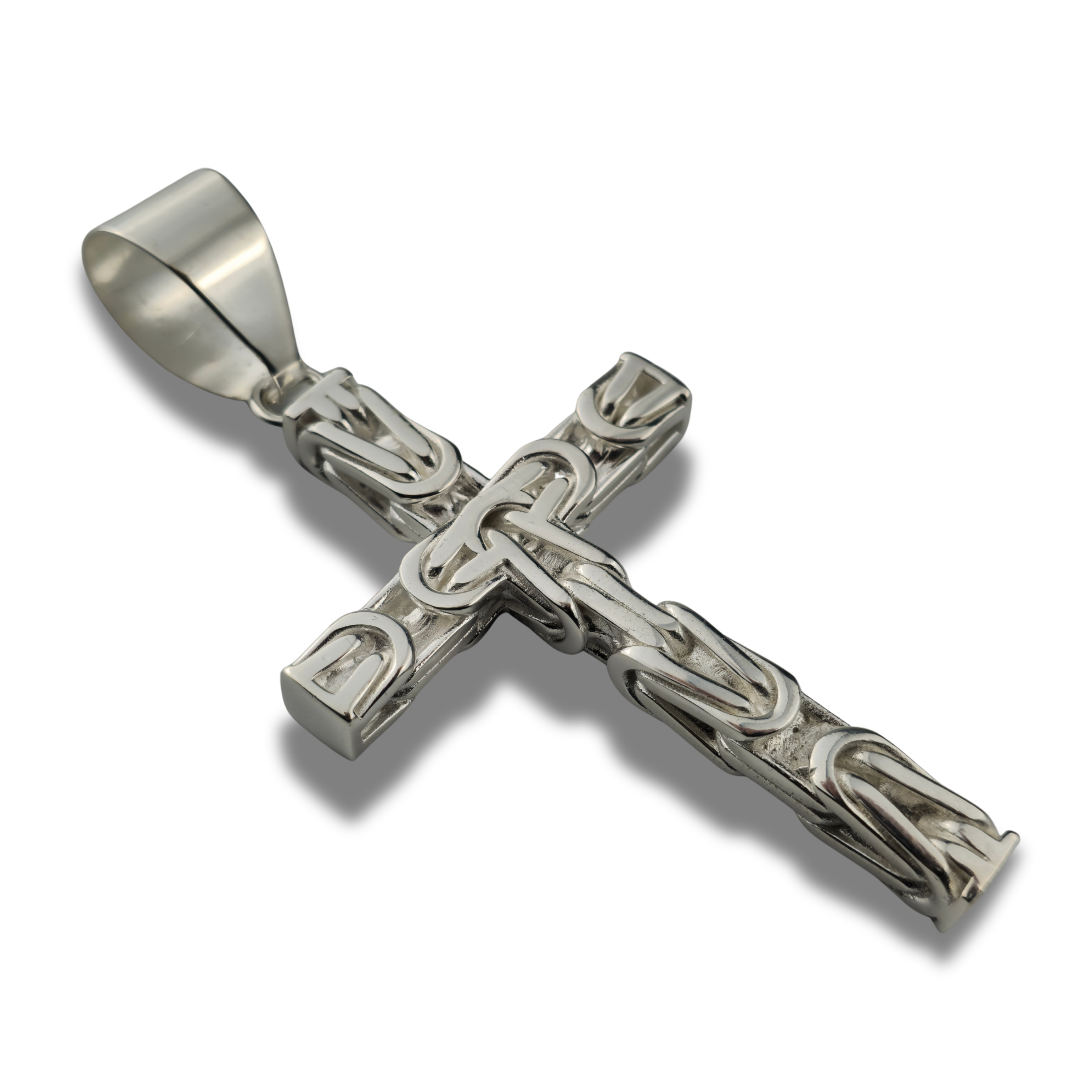 10mm Kreuz Anhänger Königskette - 925er Silber - rhodiniert