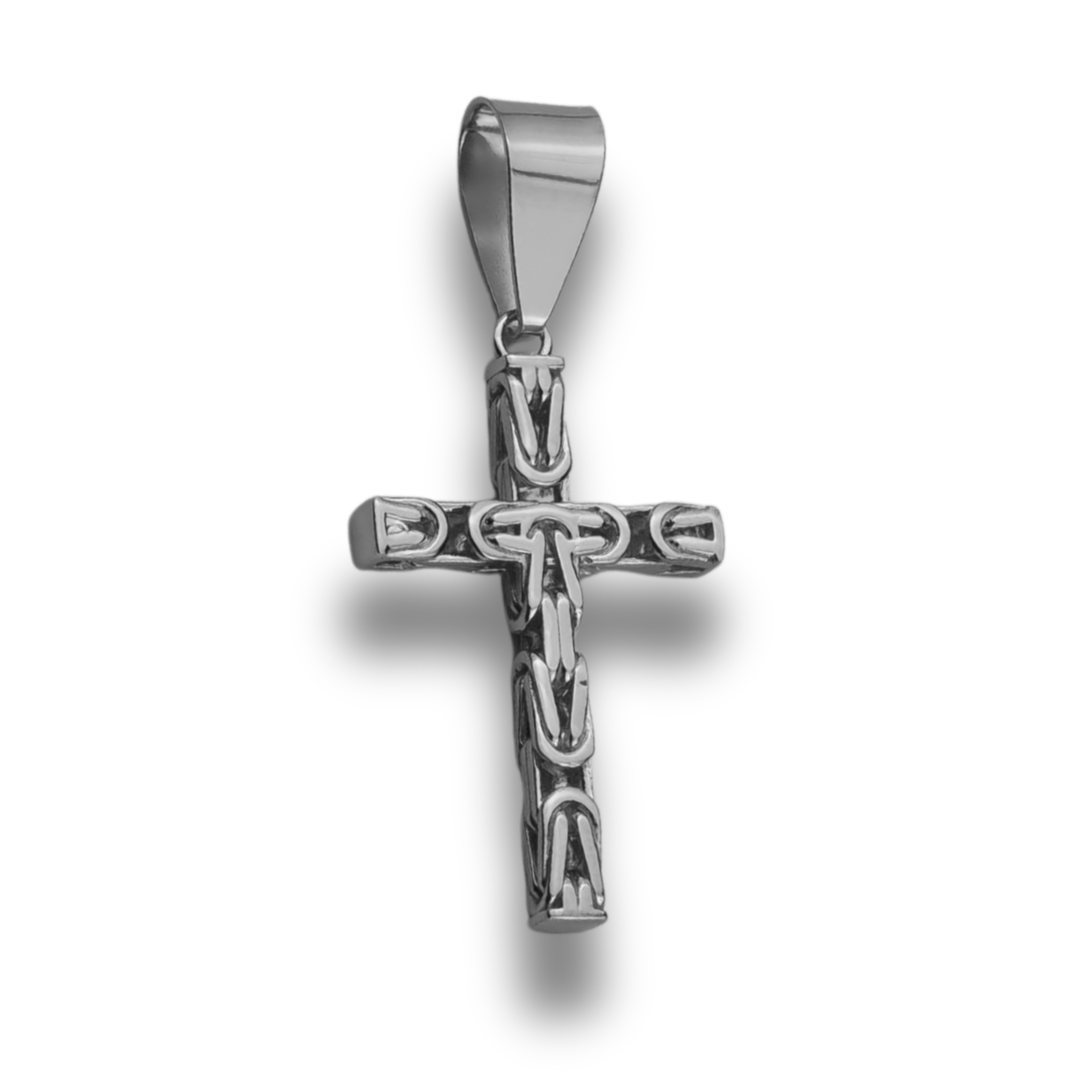 4mm Kreuz Anhänger Königskette - 925er Silber - rhodiniert