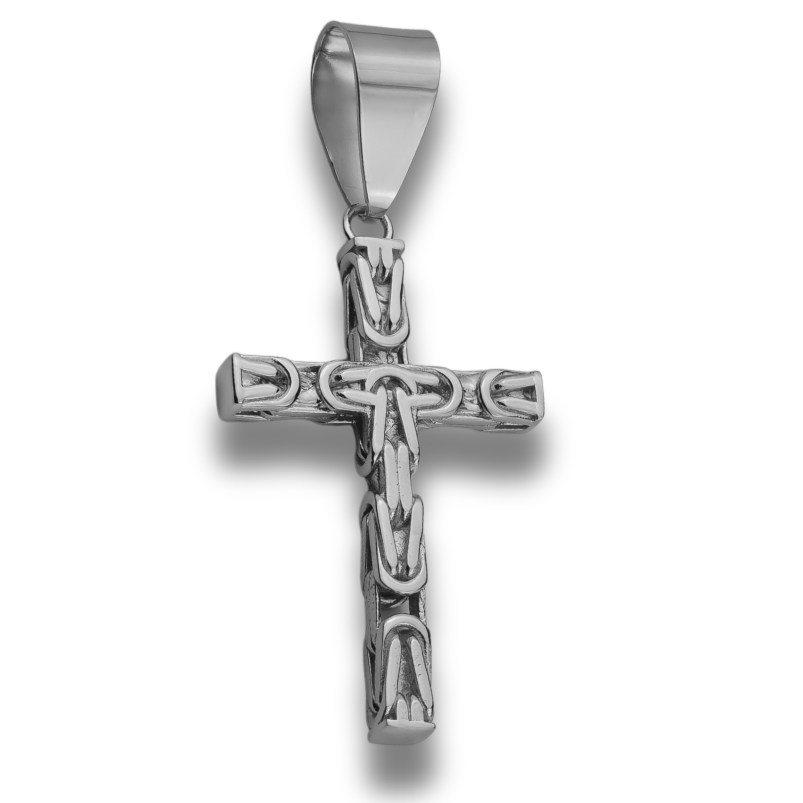 6mm Kreuz Anhänger Königskette - 925er Silber - rhodiniert