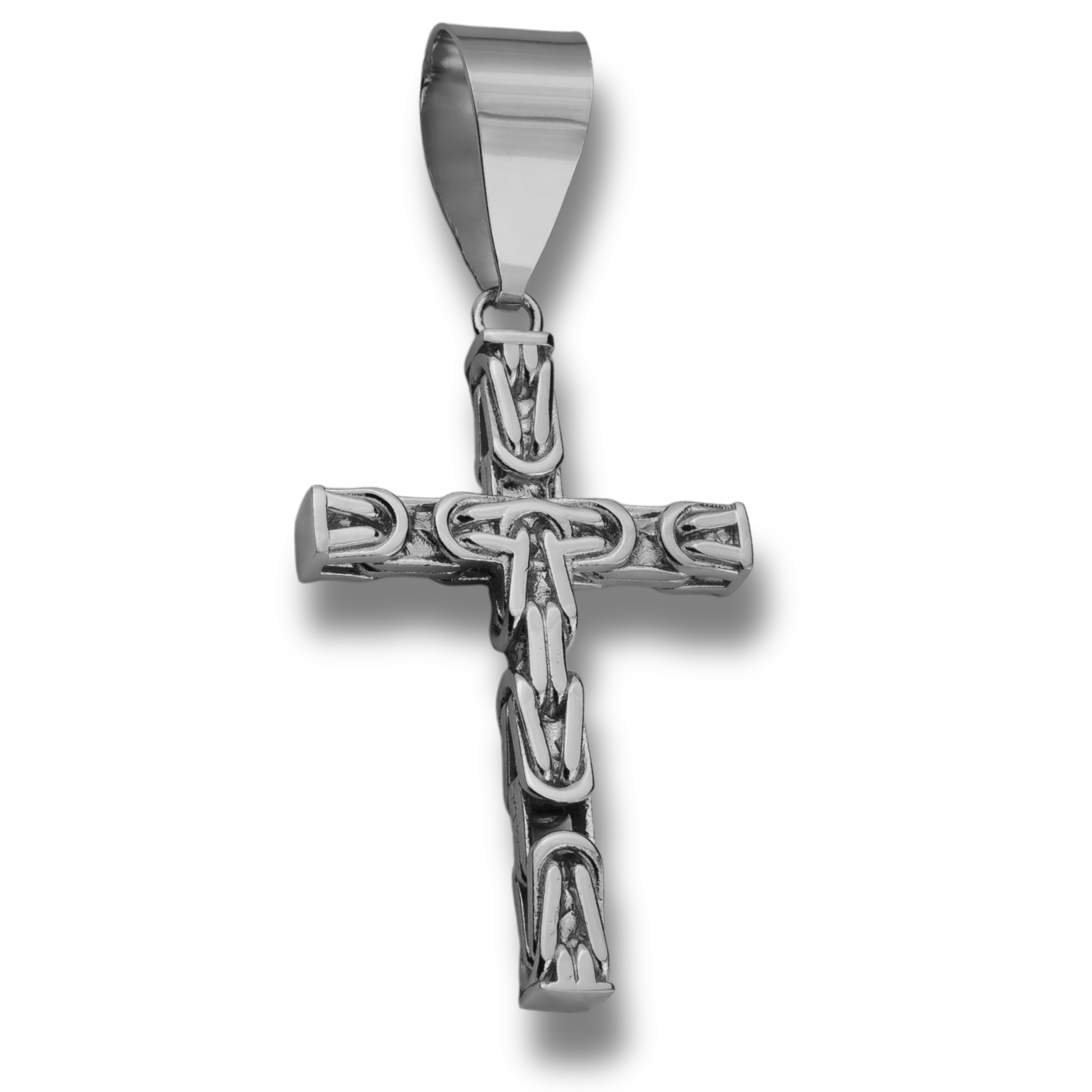 7mm Kreuz Anhänger Königskette - 925er Silber - rhodiniert