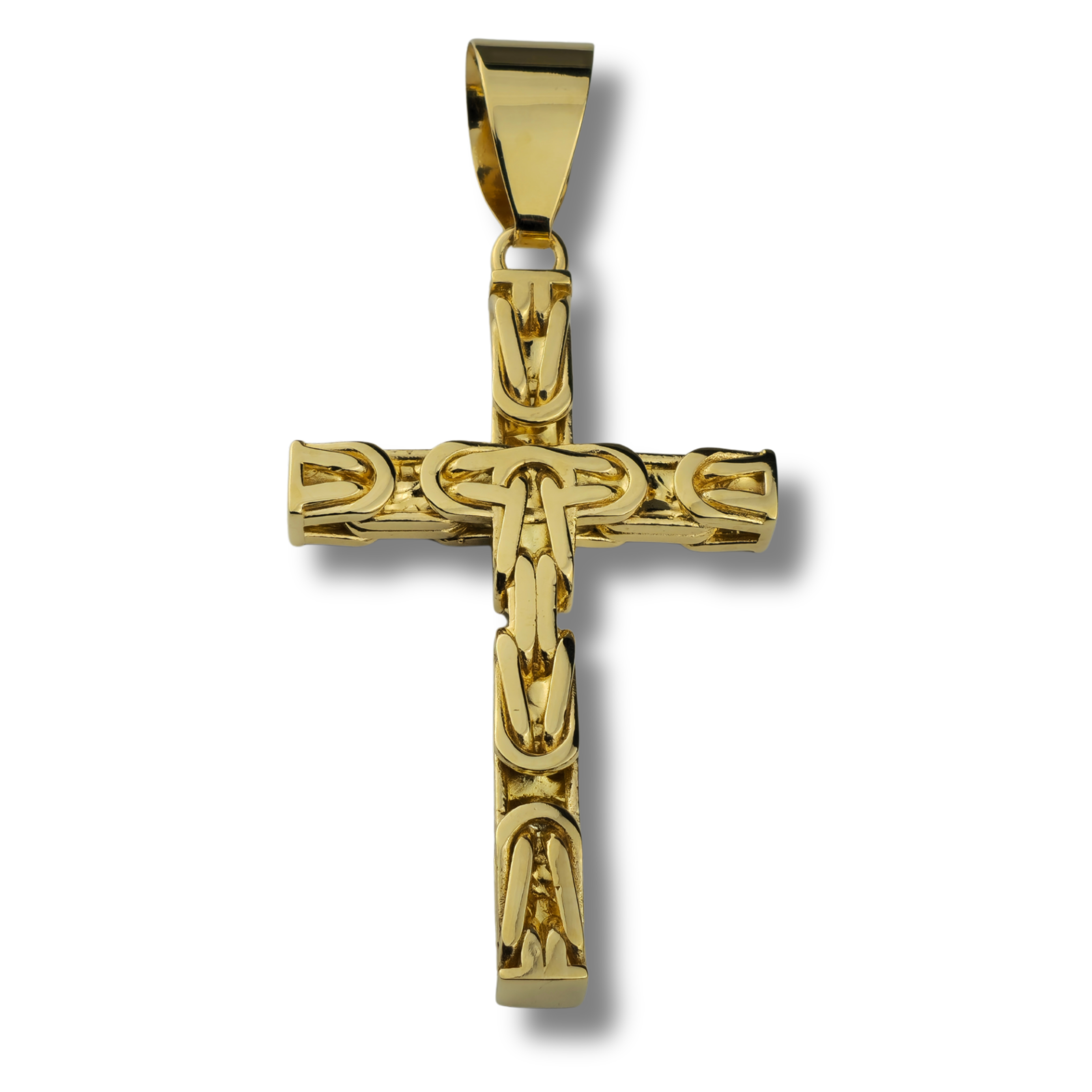 10mm Kreuz Anhänger Königskette - 925er Silber - vergoldet