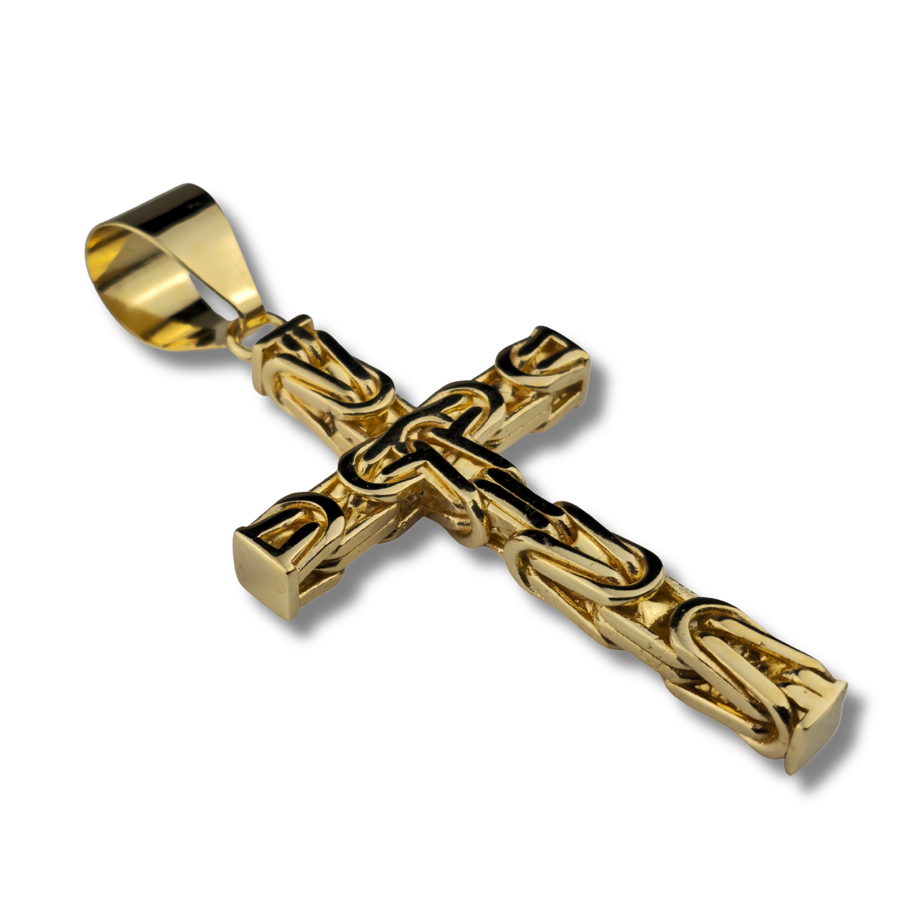 10mm Kreuz Anhänger Königskette - 925er Silber - vergoldet