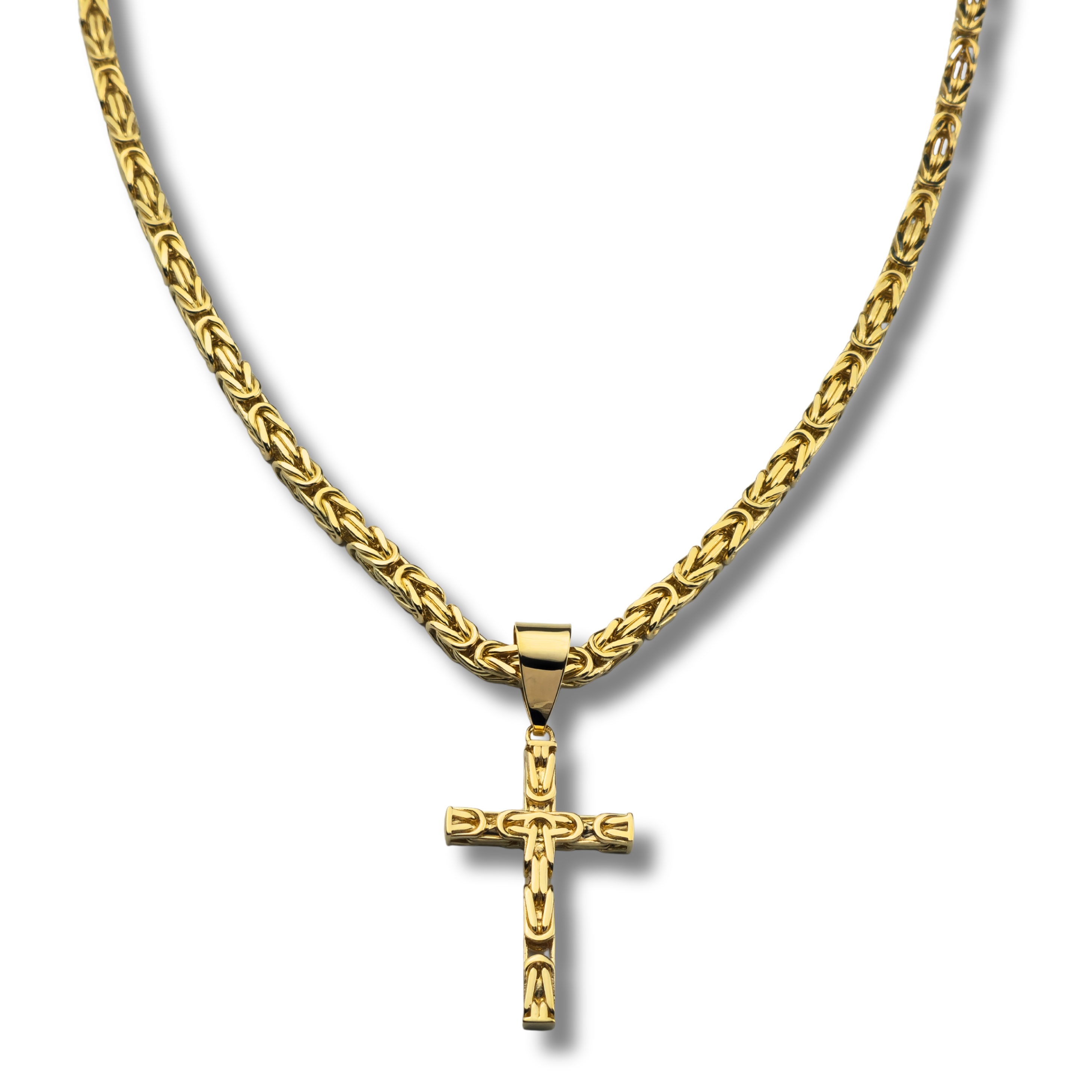 6mm Kreuz Anhänger Königskette - 925er Silber - vergoldet
