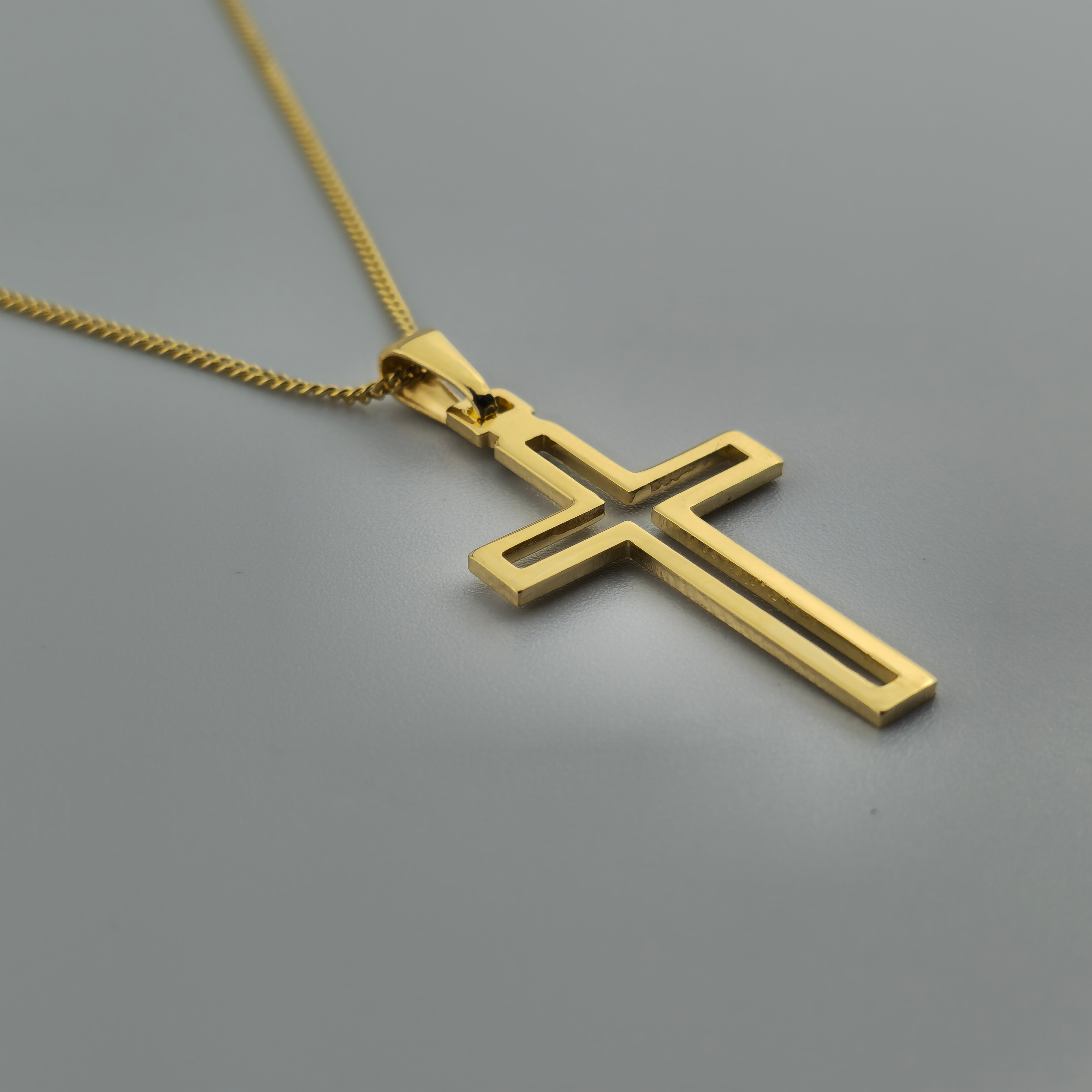 Kreuzanhänger vergoldet - 925er Silber mit Kette (403)