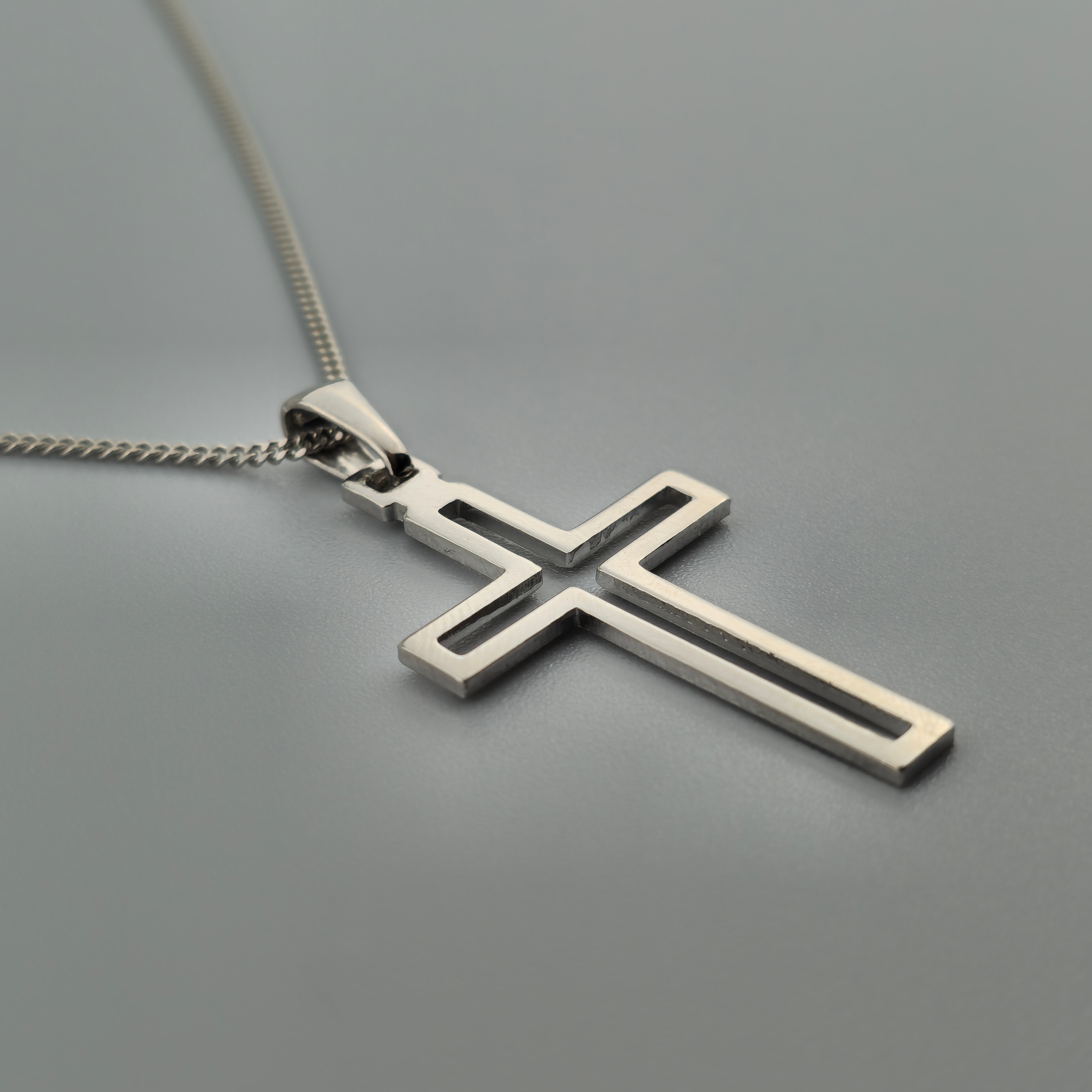 Kreuzanhänger rhodiniert - 925er Silber mit Kette (403)