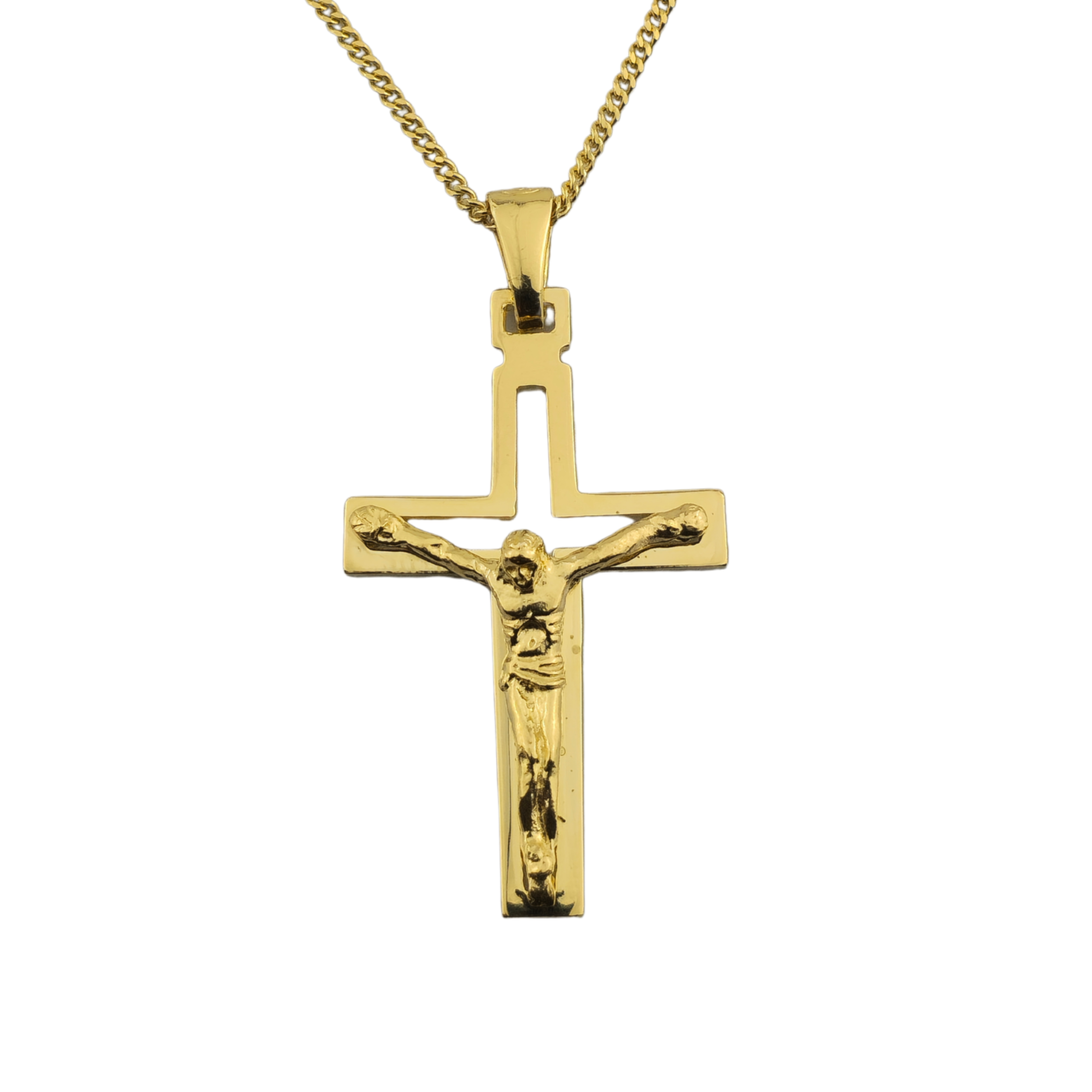 Kreuzanhänger vergoldet - 925er Silber mit Kette (405)